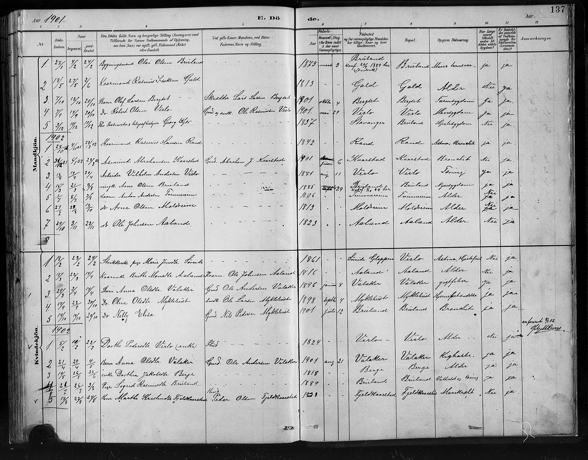 Innvik sokneprestembete, AV/SAB-A-80501: Parish register (copy) no. C 3, 1883-1911, p. 137