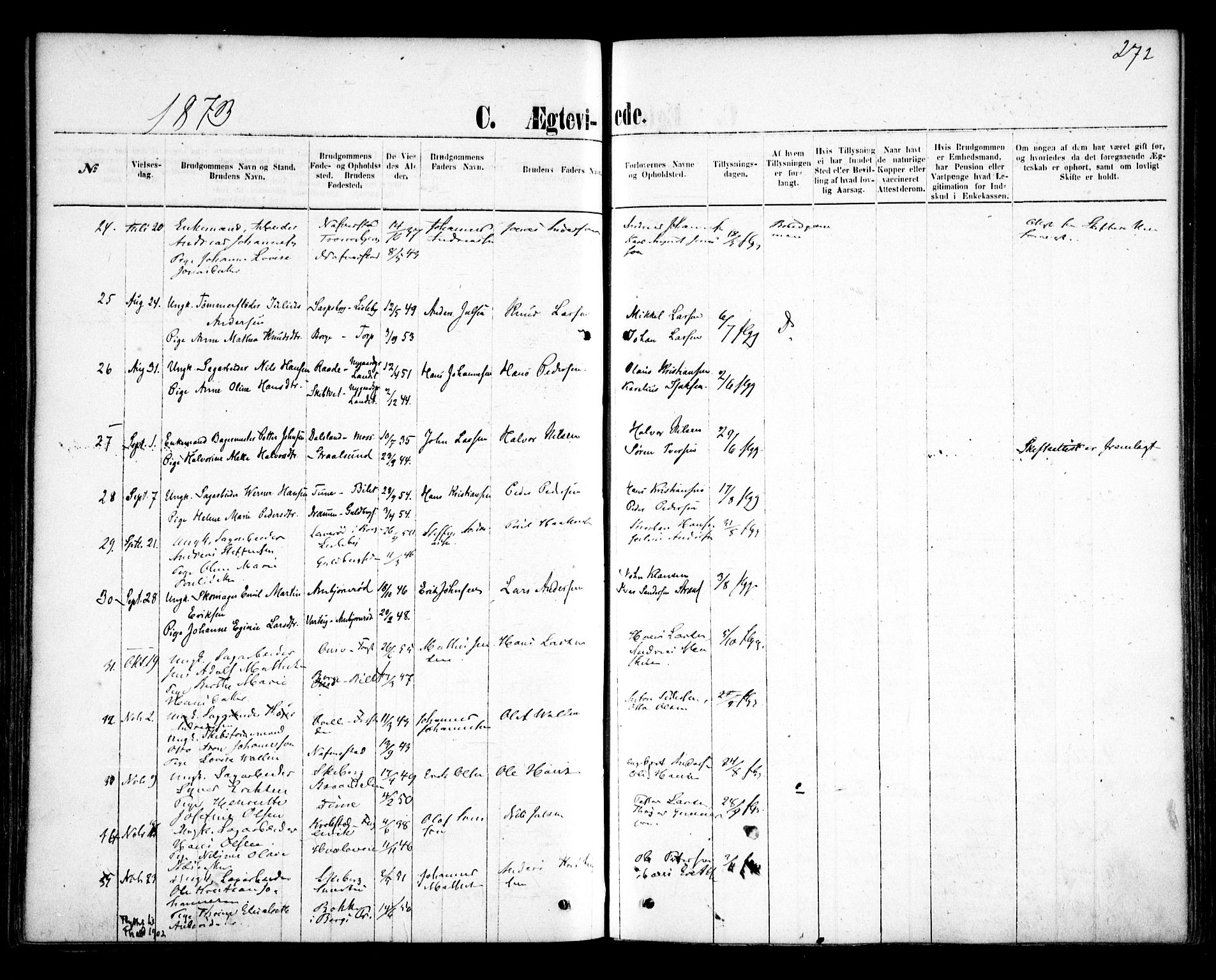 Glemmen prestekontor Kirkebøker, AV/SAO-A-10908/F/Fa/L0009: Parish register (official) no. 9, 1871-1878, p. 272