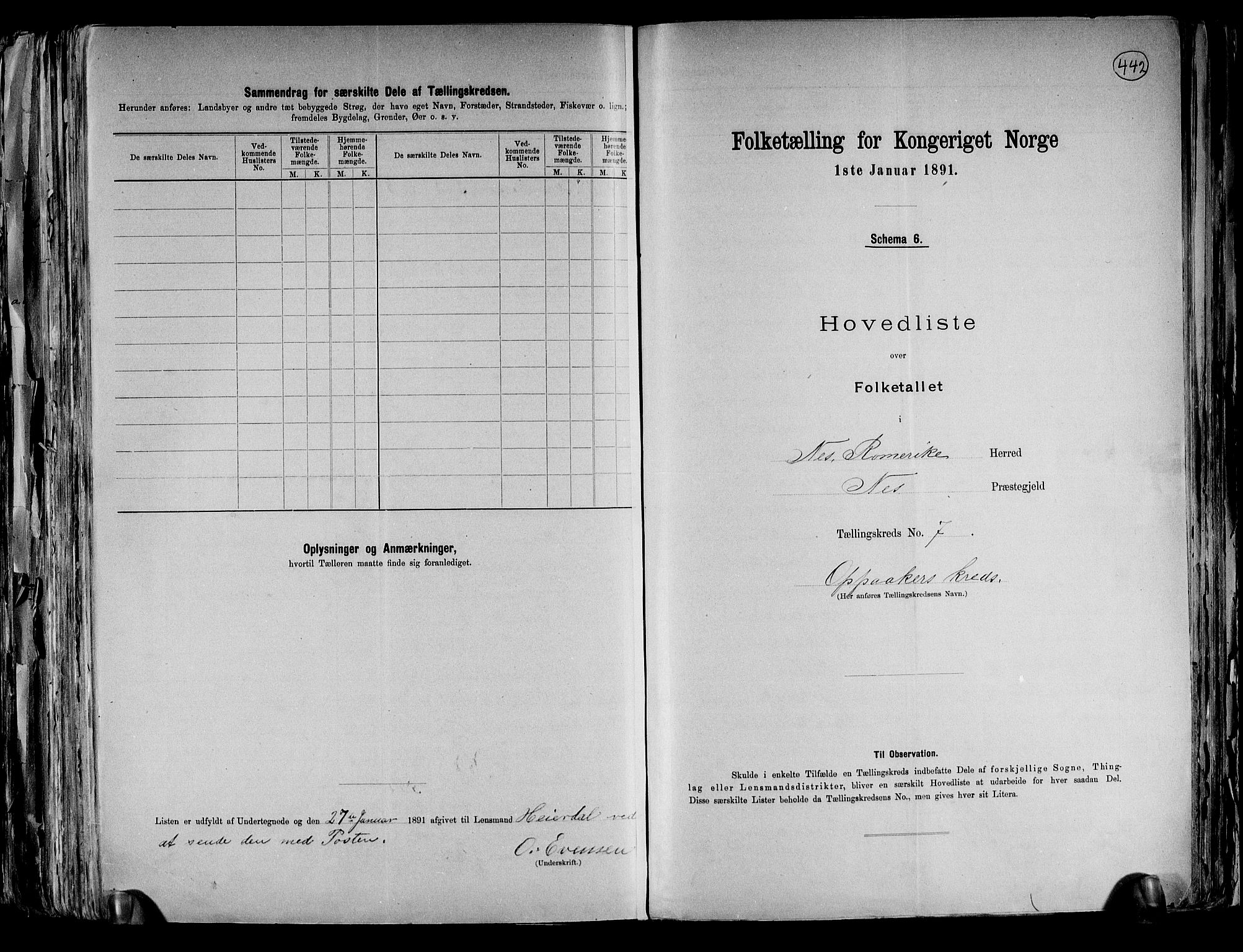 RA, 1891 census for 0236 Nes, 1891, p. 20