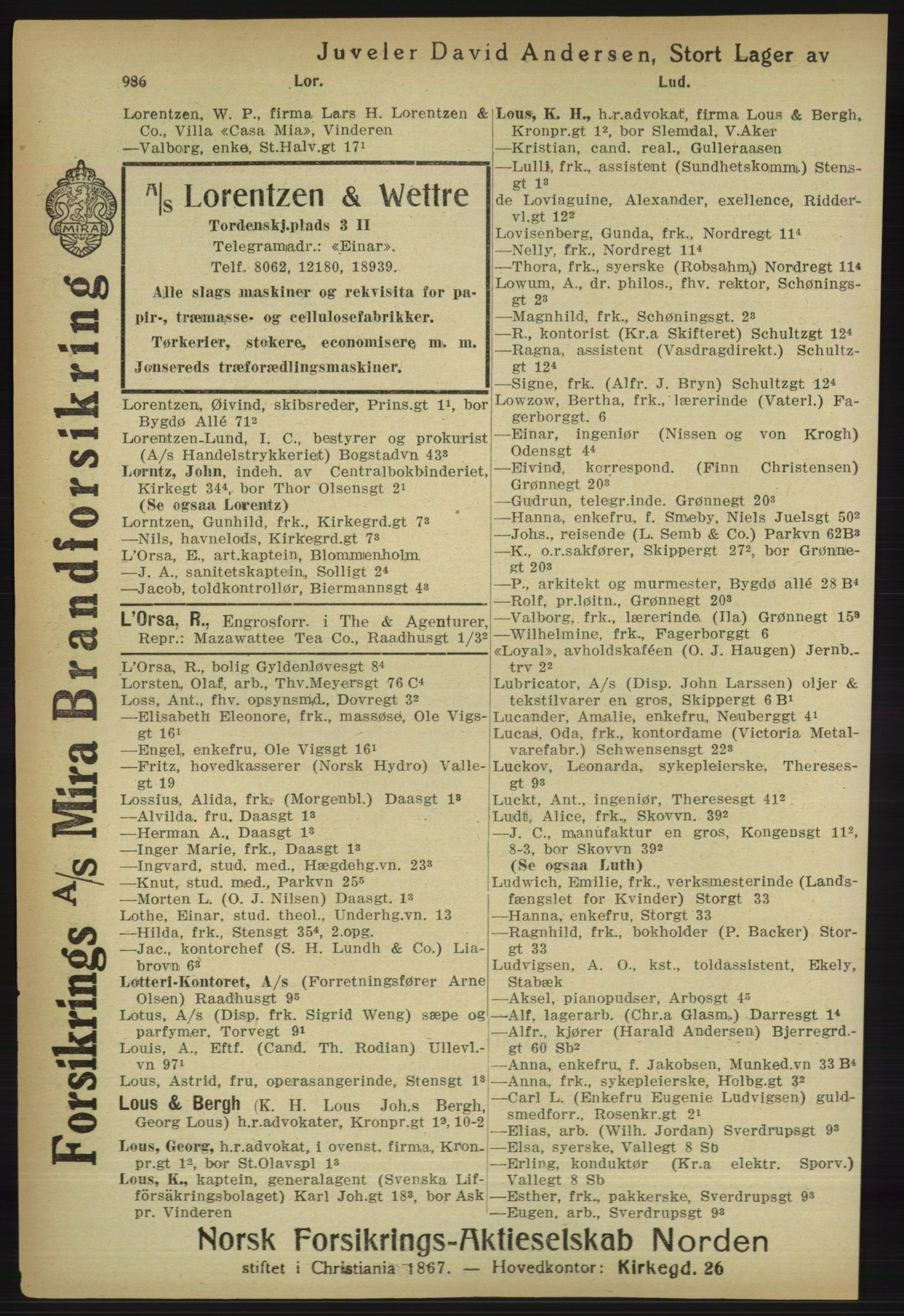 Kristiania/Oslo adressebok, PUBL/-, 1918, p. 1011