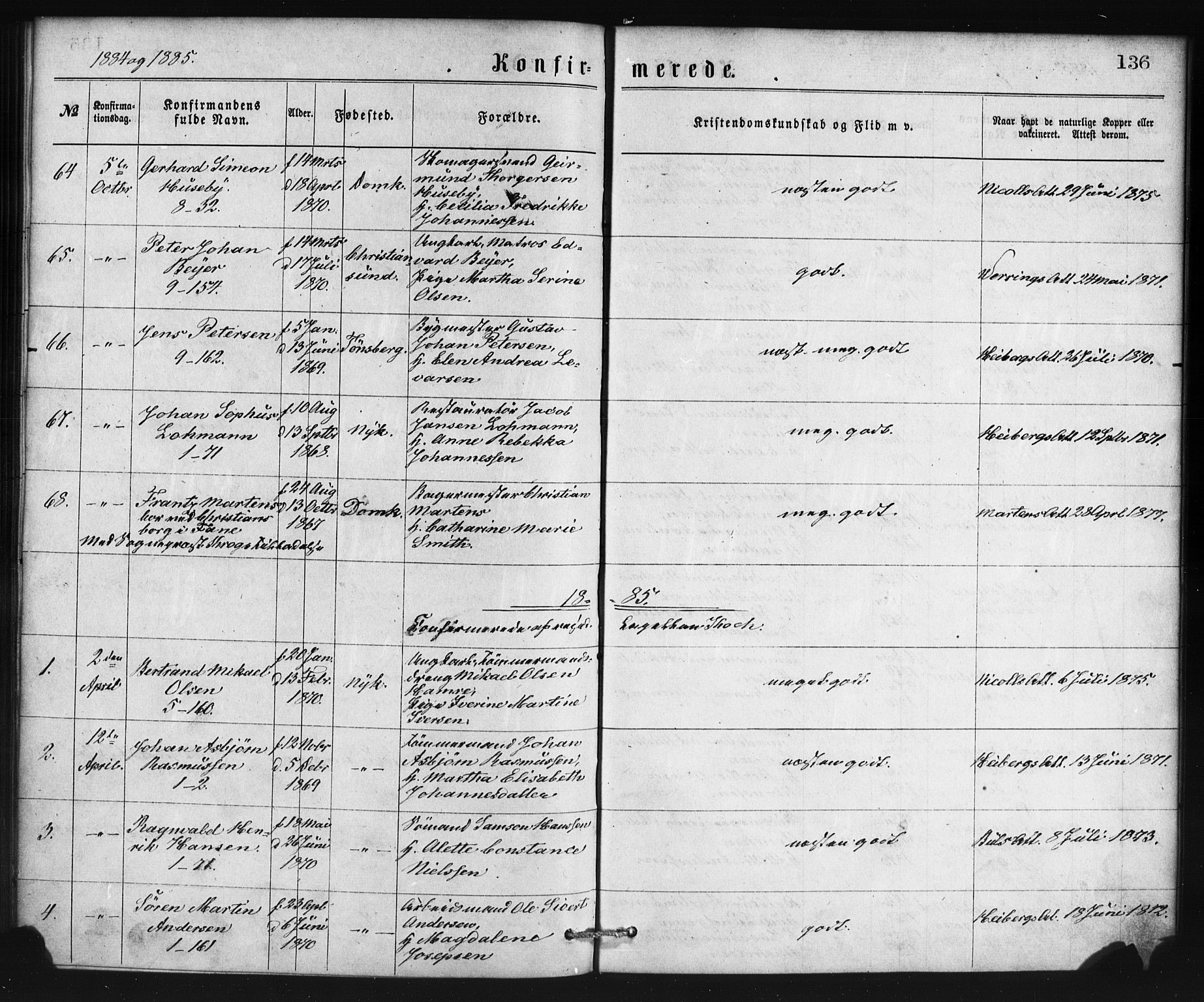 Nykirken Sokneprestembete, SAB/A-77101/H/Haa/L0025: Parish register (official) no. C 4, 1870-1886, p. 136