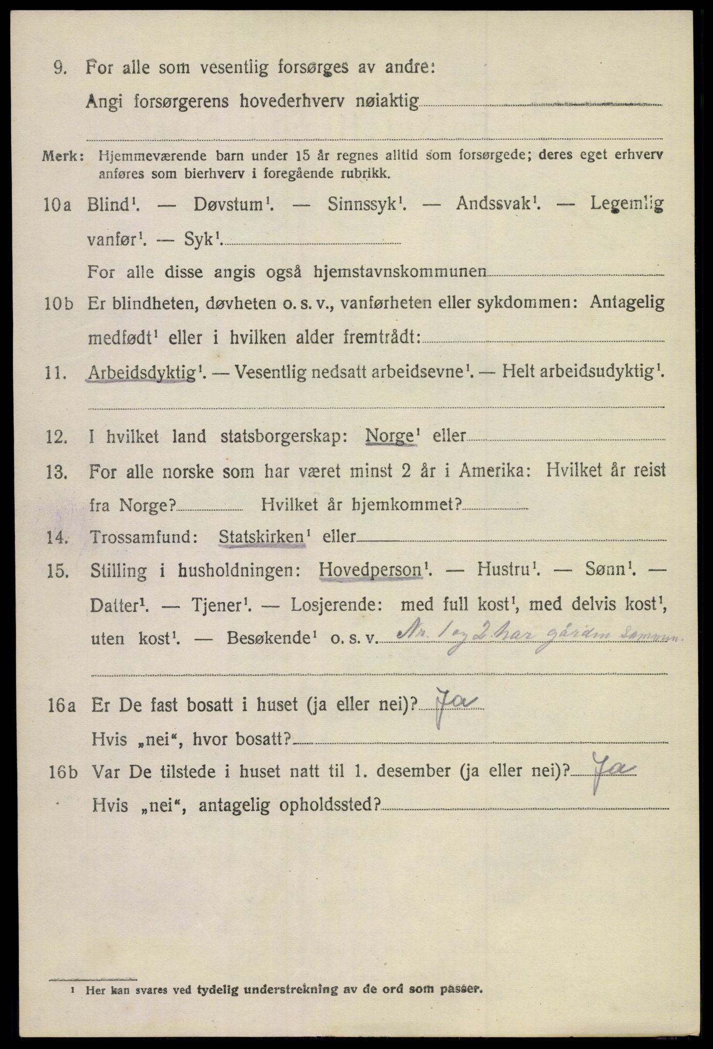 SAKO, 1920 census for Flesberg, 1920, p. 2616