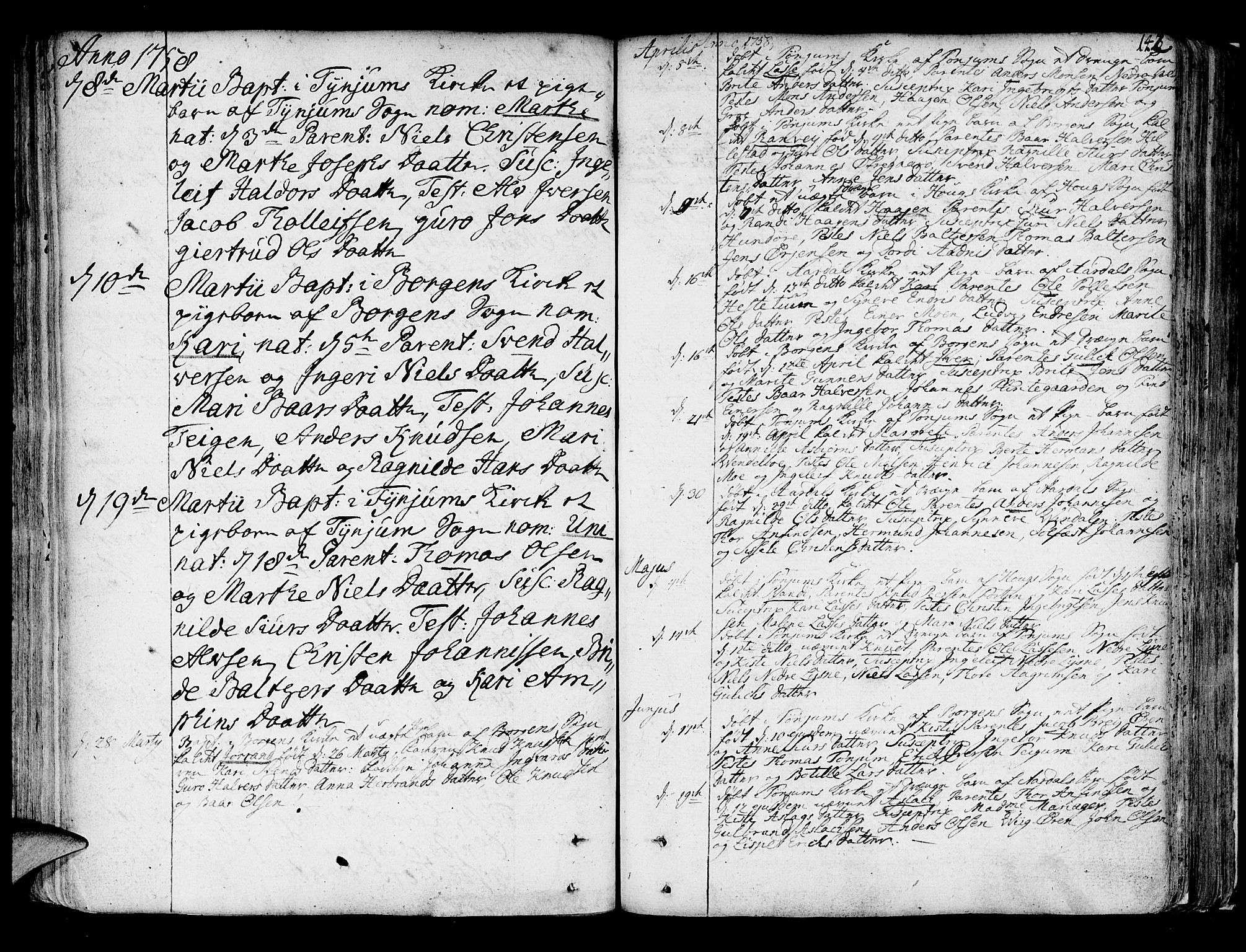 Lærdal sokneprestembete, SAB/A-81201: Parish register (official) no. A 2, 1752-1782, p. 142