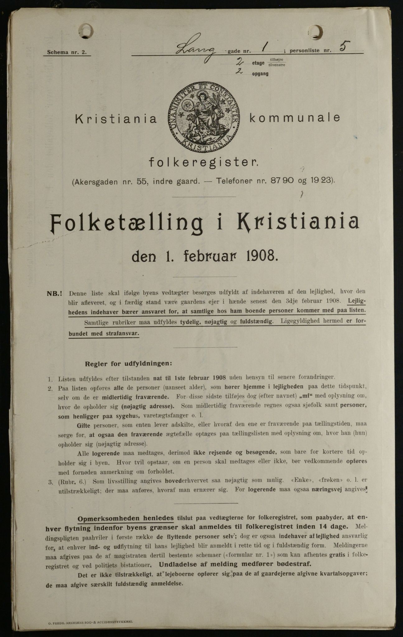 OBA, Municipal Census 1908 for Kristiania, 1908, p. 50618