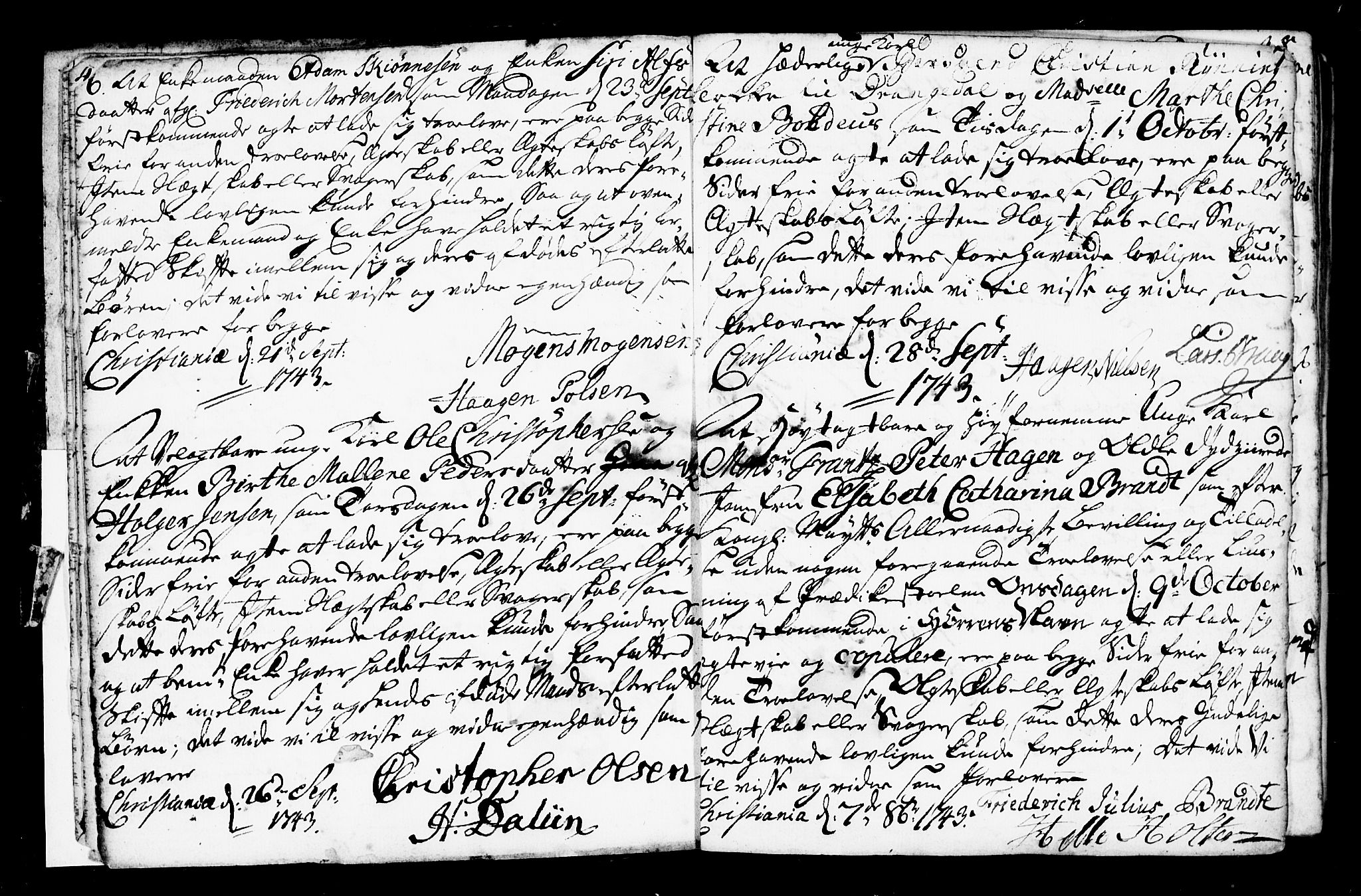 Oslo domkirke Kirkebøker, SAO/A-10752/L/La/L0007: Best man's statements no. 7, 1743-1761, p. 6-7