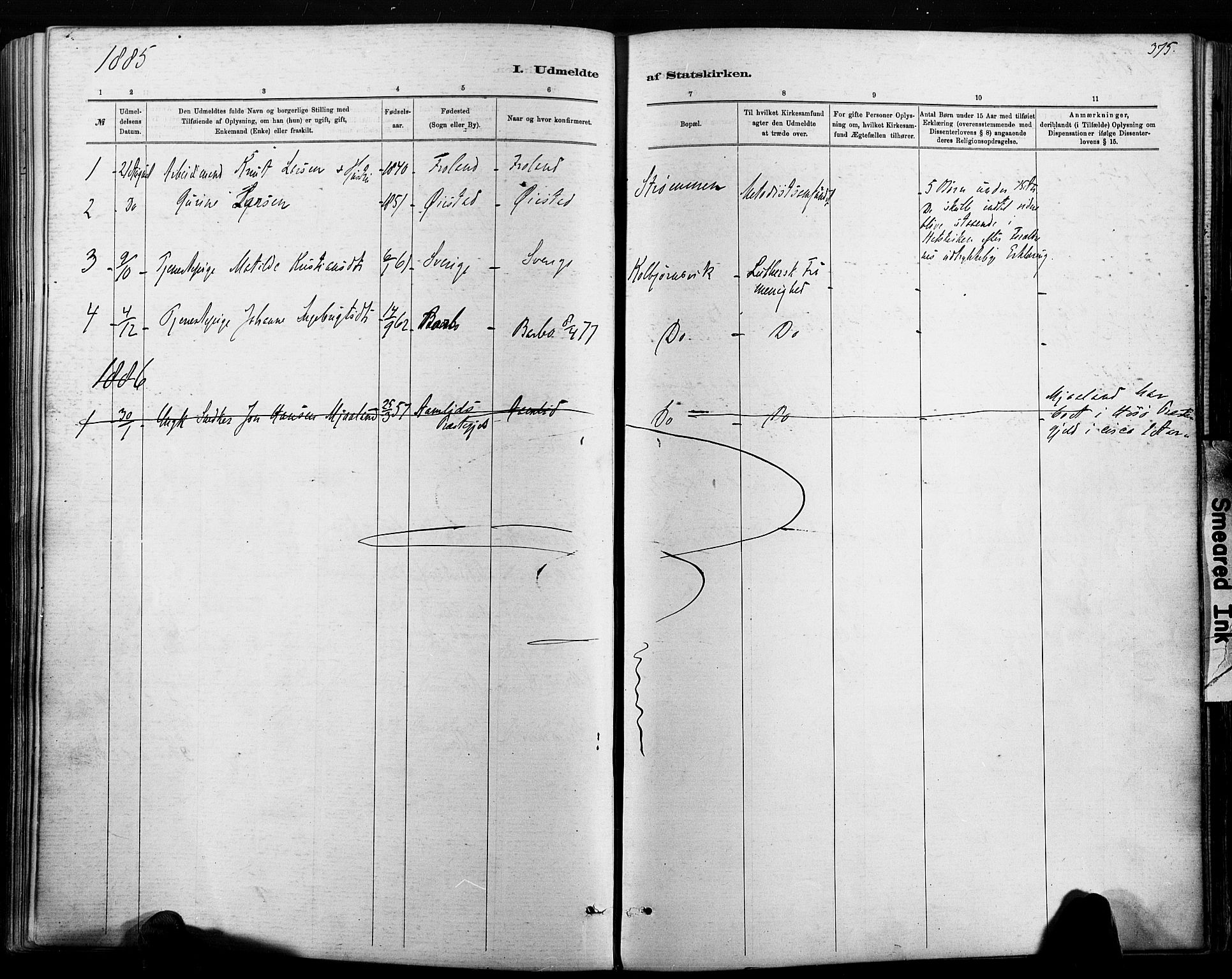 Hisøy sokneprestkontor, AV/SAK-1111-0020/F/Fa/L0003: Parish register (official) no. A 3, 1881-1894, p. 375