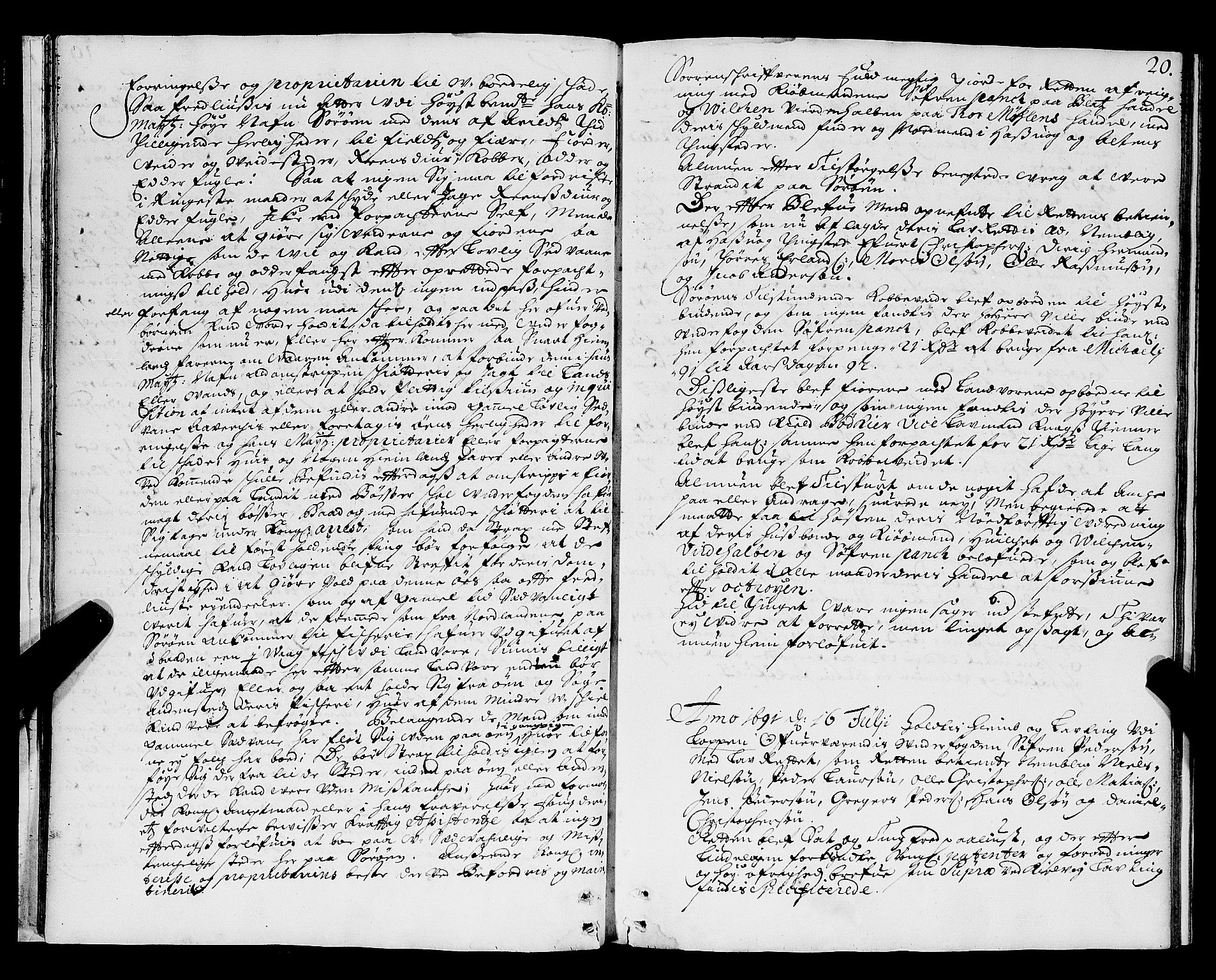 Nordland og Finnmarks lagstol, AV/SAT-A-5608/X/L0004: Justisprotokoll, 1688-1691, p. 19b-20a