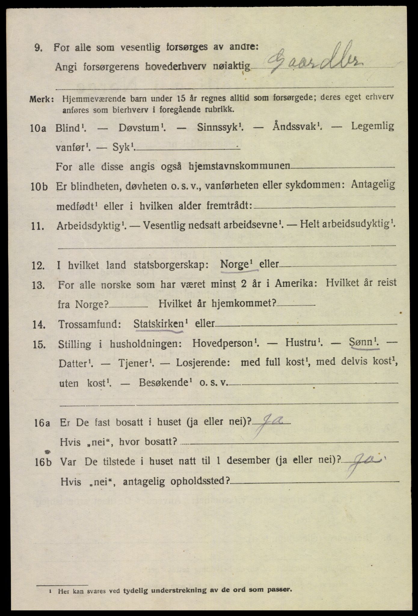 SAK, 1920 census for Øvre Sirdal, 1920, p. 1174