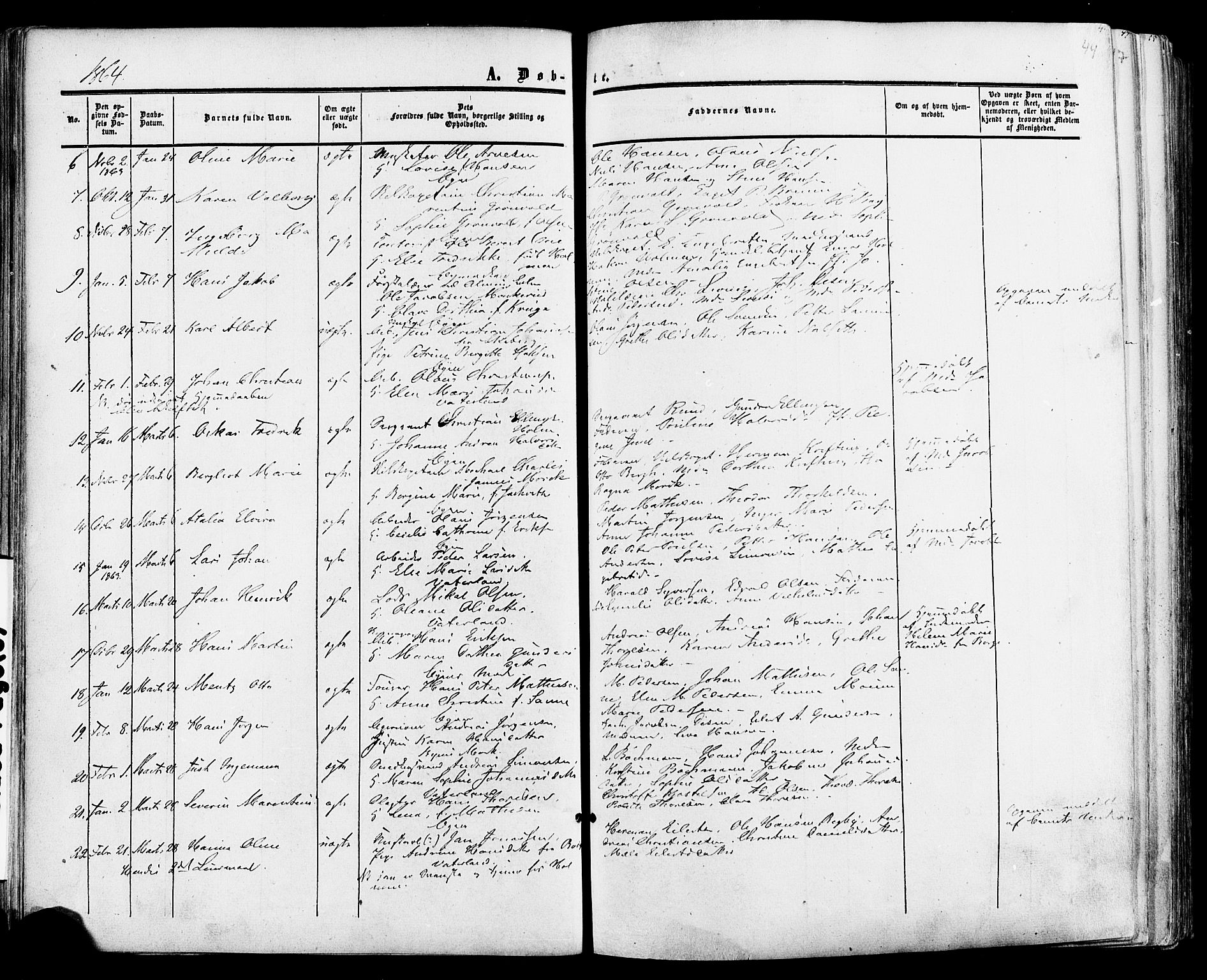 Fredrikstad prestekontor Kirkebøker, AV/SAO-A-11082/F/Fa/L0006: Parish register (official) no. 6, 1857-1878, p. 44