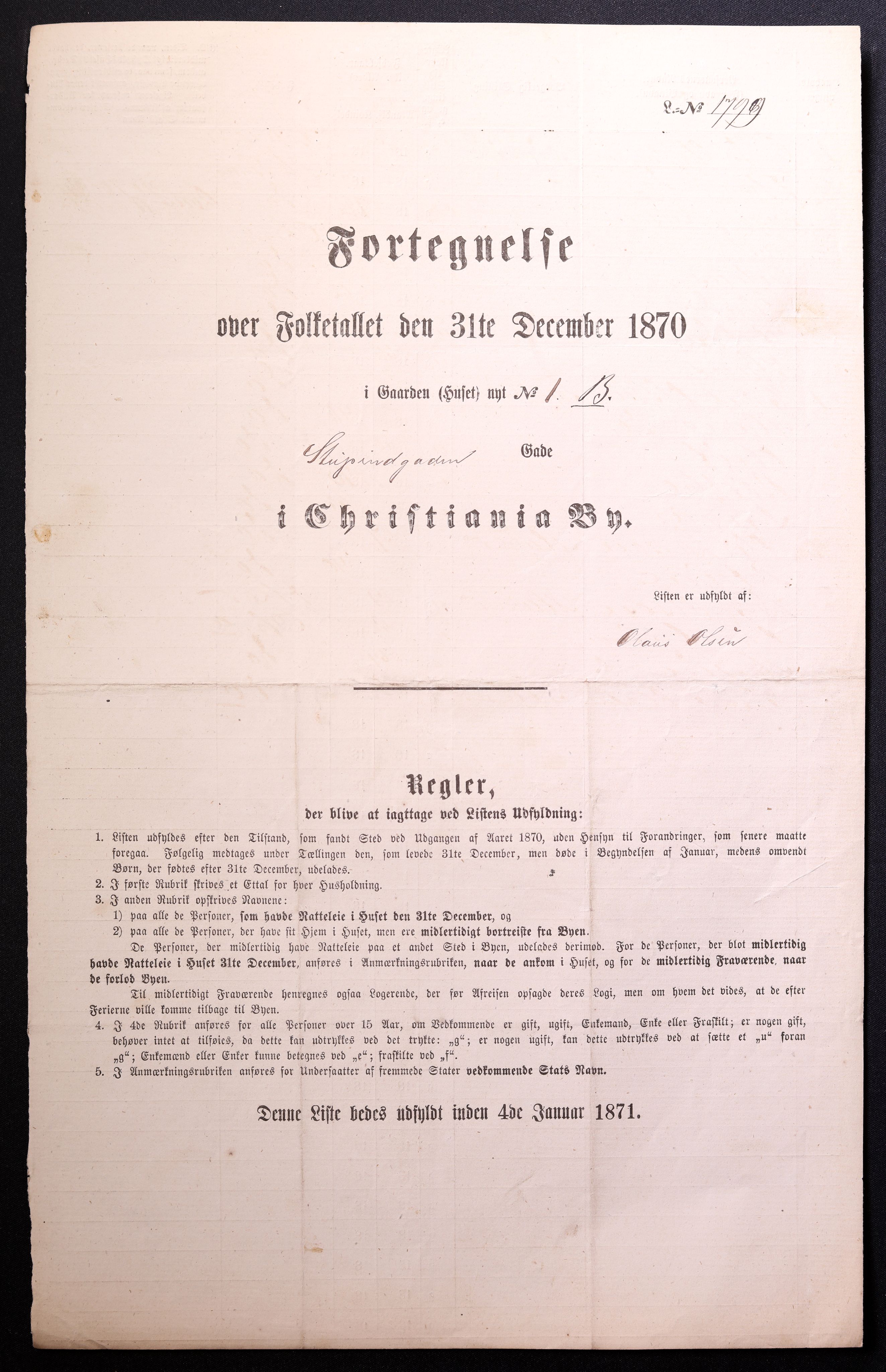 RA, 1870 census for 0301 Kristiania, 1870, p. 4075