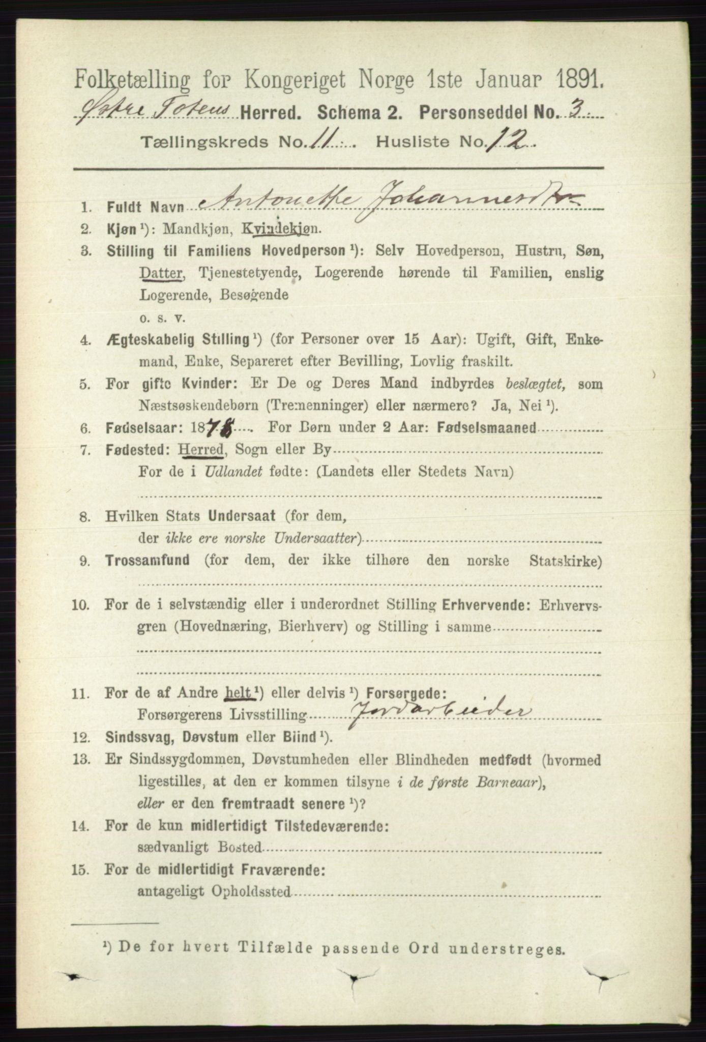 RA, 1891 census for 0528 Østre Toten, 1891, p. 7010