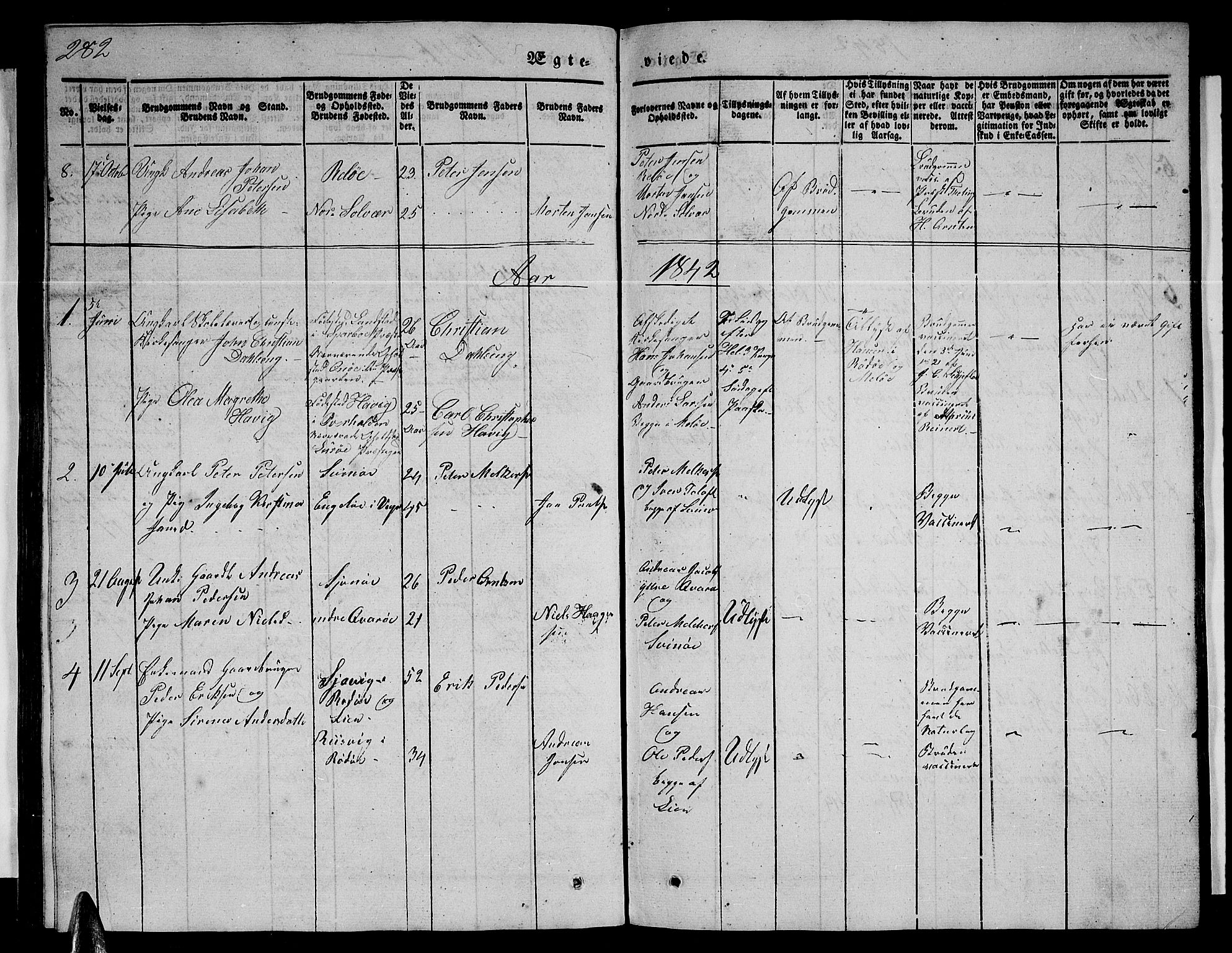 Ministerialprotokoller, klokkerbøker og fødselsregistre - Nordland, AV/SAT-A-1459/839/L0572: Parish register (copy) no. 839C02, 1841-1873, p. 282