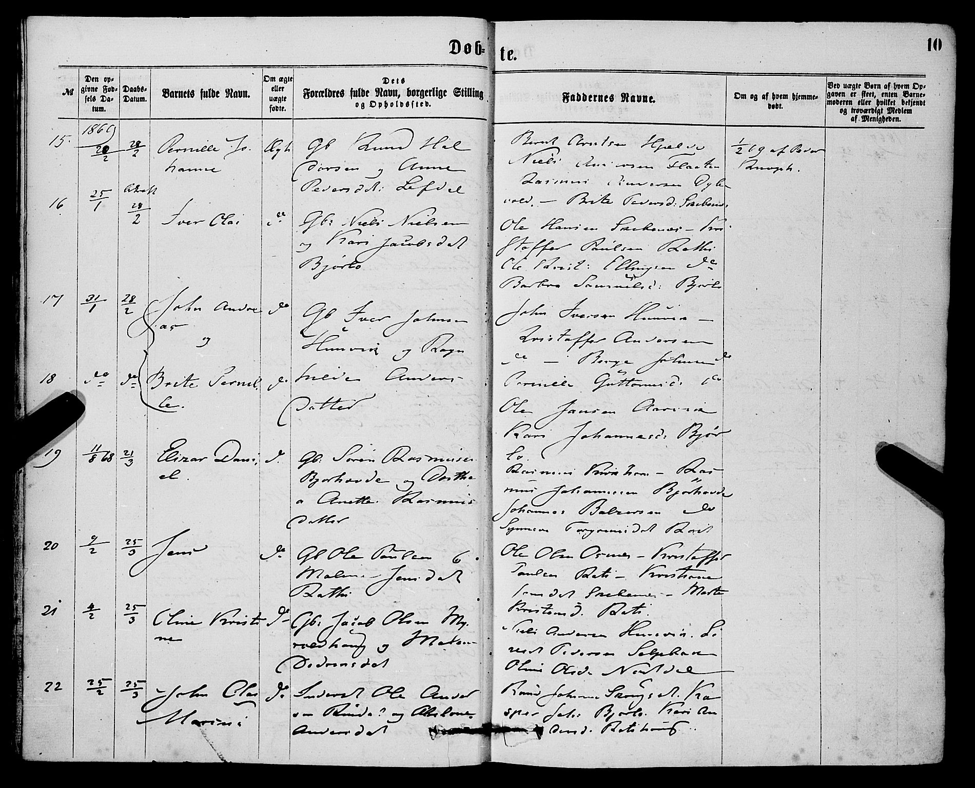 Eid sokneprestembete, SAB/A-82301/H/Haa/Haaa/L0010: Parish register (official) no. A 10, 1867-1878, p. 10