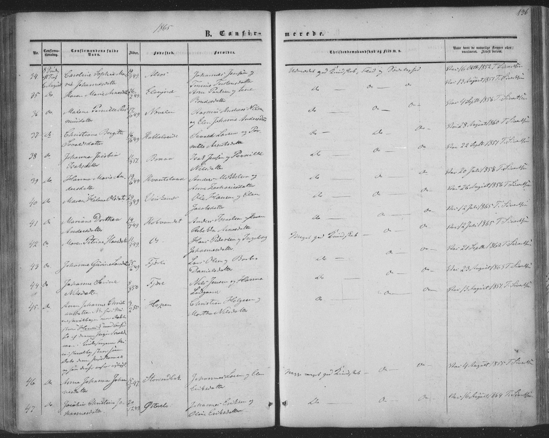 Ministerialprotokoller, klokkerbøker og fødselsregistre - Nordland, AV/SAT-A-1459/853/L0770: Parish register (official) no. 853A09, 1857-1870, p. 136