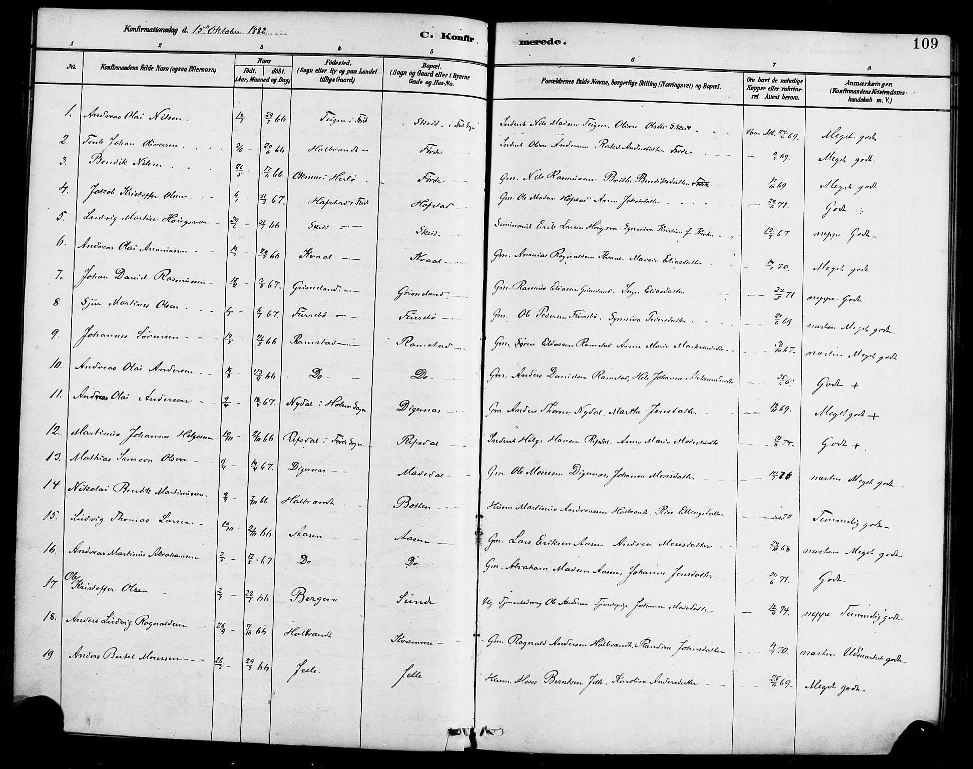 Førde sokneprestembete, SAB/A-79901/H/Haa/Haab/L0001: Parish register (official) no. B 1, 1880-1898, p. 109