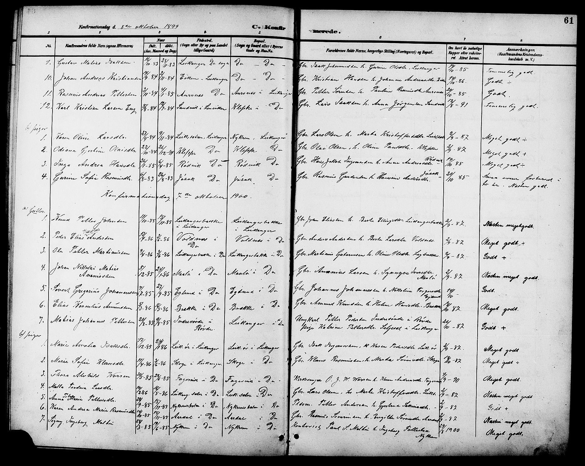 Ministerialprotokoller, klokkerbøker og fødselsregistre - Møre og Romsdal, AV/SAT-A-1454/508/L0098: Parish register (copy) no. 508C02, 1898-1916, p. 61