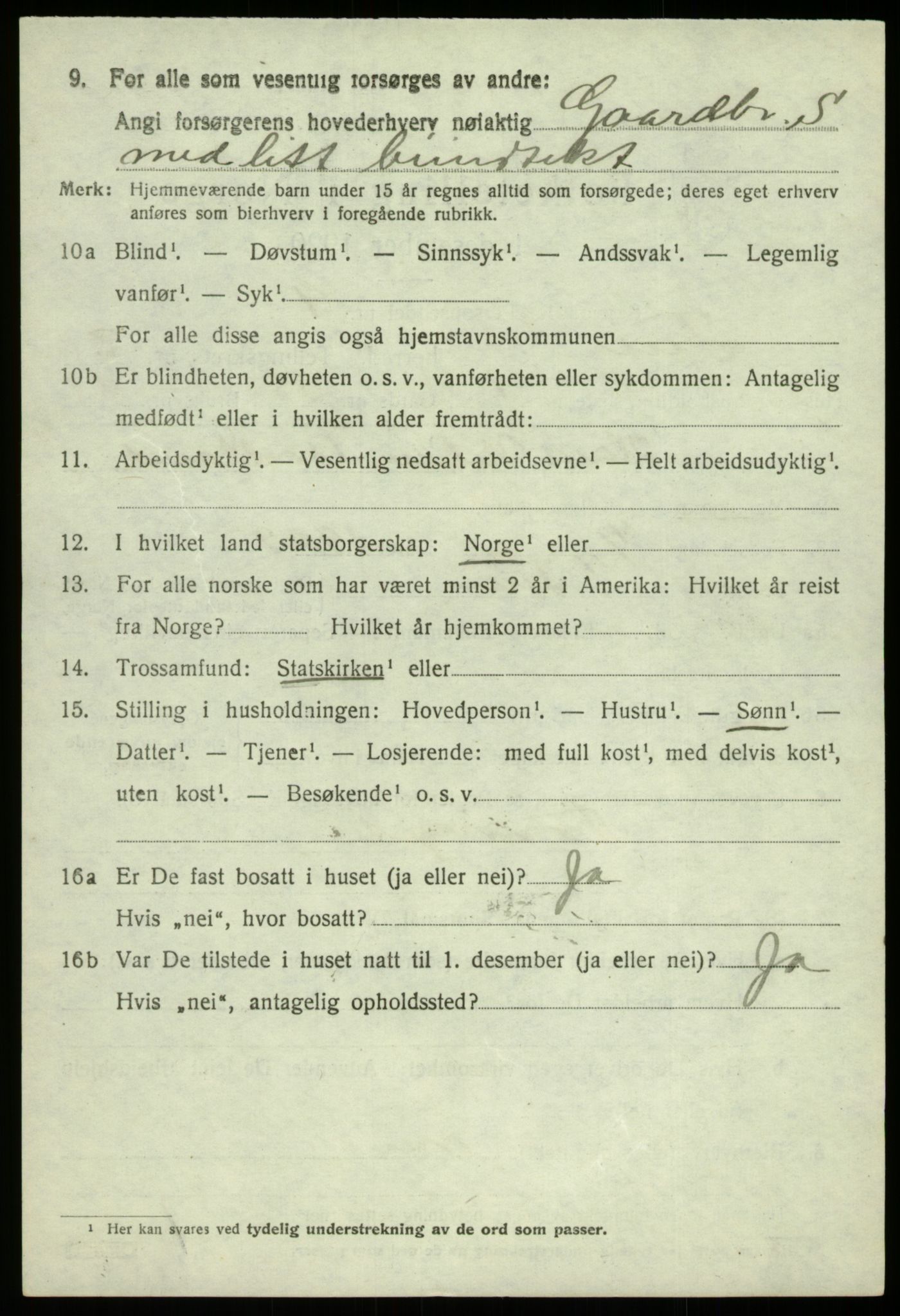 SAB, 1920 census for Fusa, 1920, p. 1308