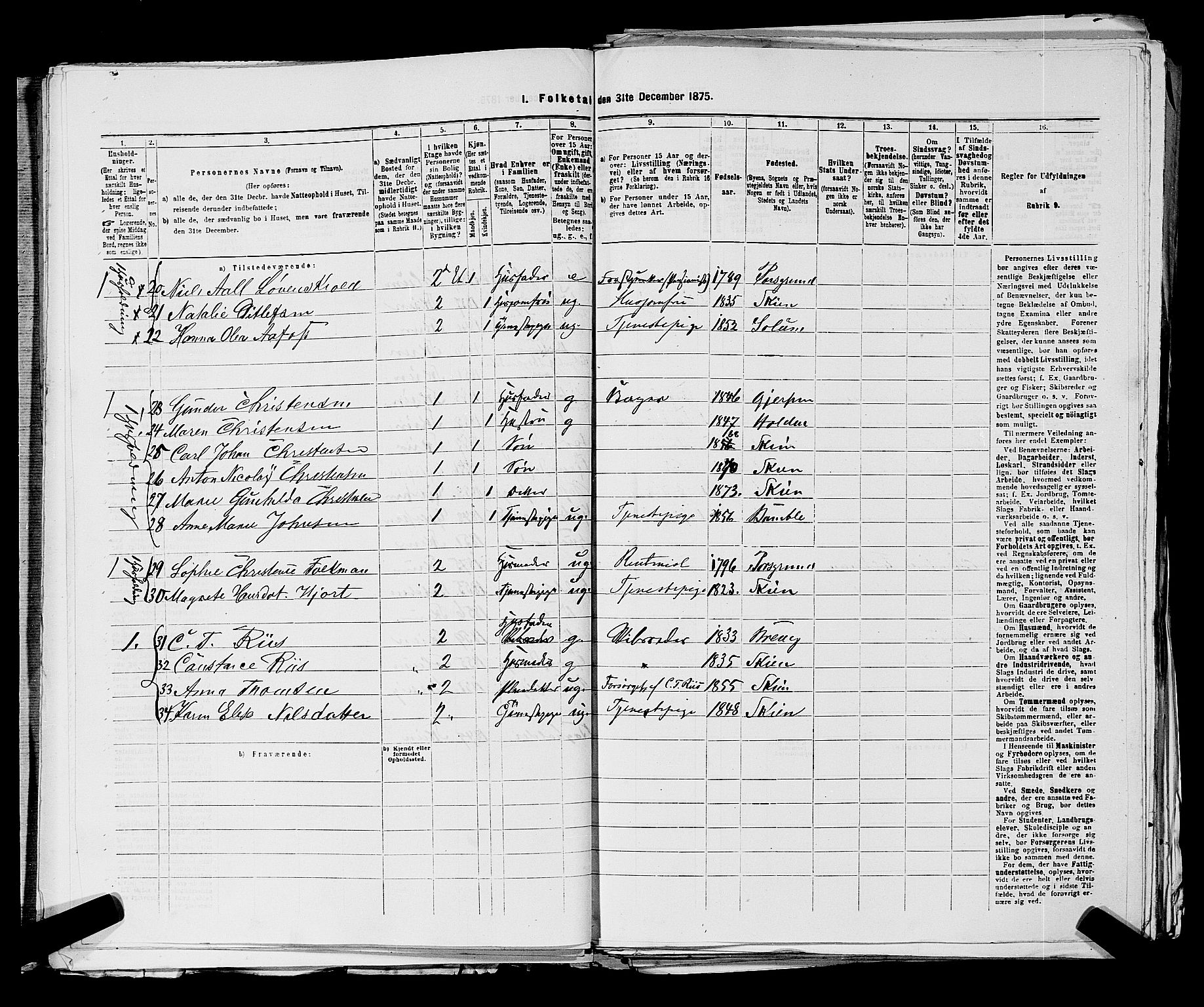 SAKO, 1875 census for 0806P Skien, 1875, p. 67