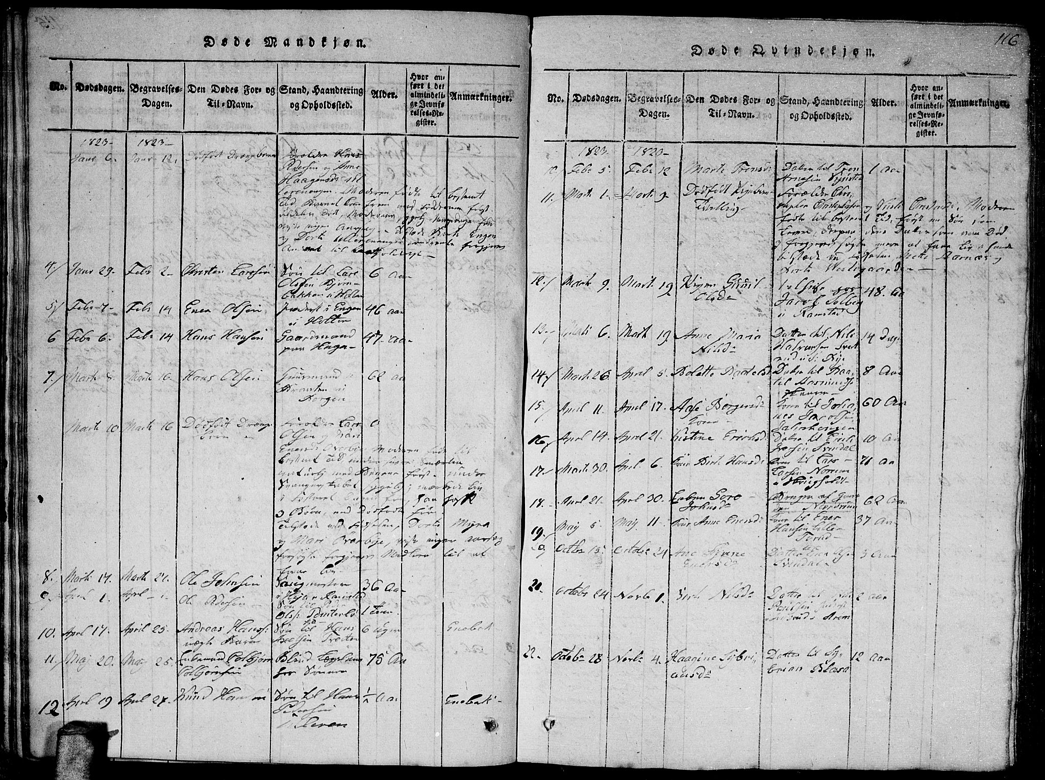 Fet prestekontor Kirkebøker, AV/SAO-A-10370a/G/Ga/L0001: Parish register (copy) no. I 1, 1815-1842, p. 116