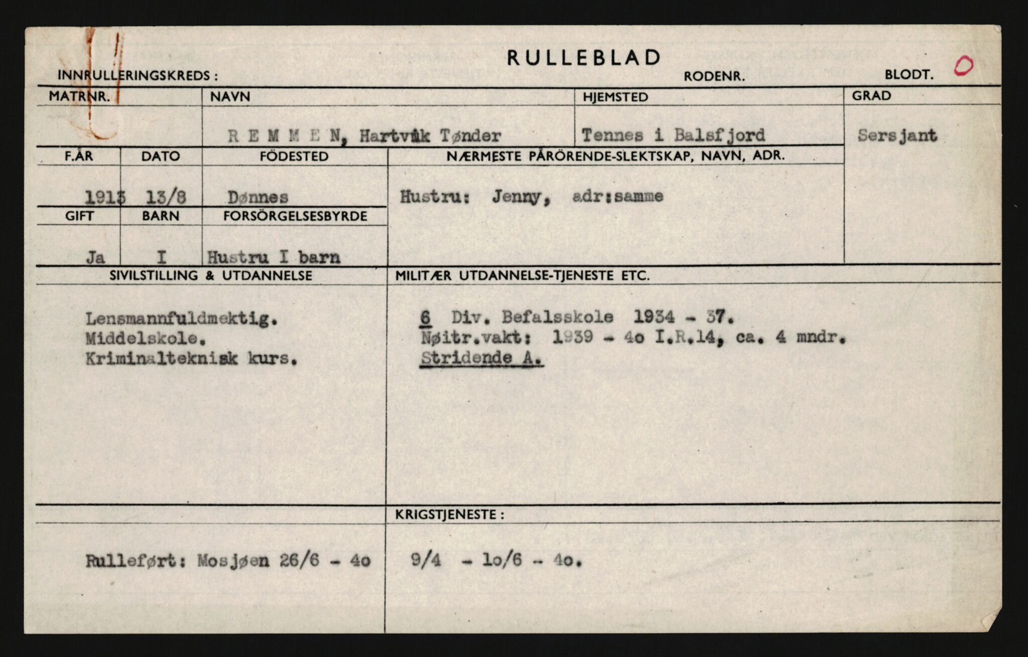 Forsvaret, Sør-Hålogaland landforsvar, AV/RA-RAFA-2552/P/Pa/L0302: Personellmapper for slettet personell, yrkesbefal og vernepliktig befal, født 1913-1916, 1932-1976, p. 141