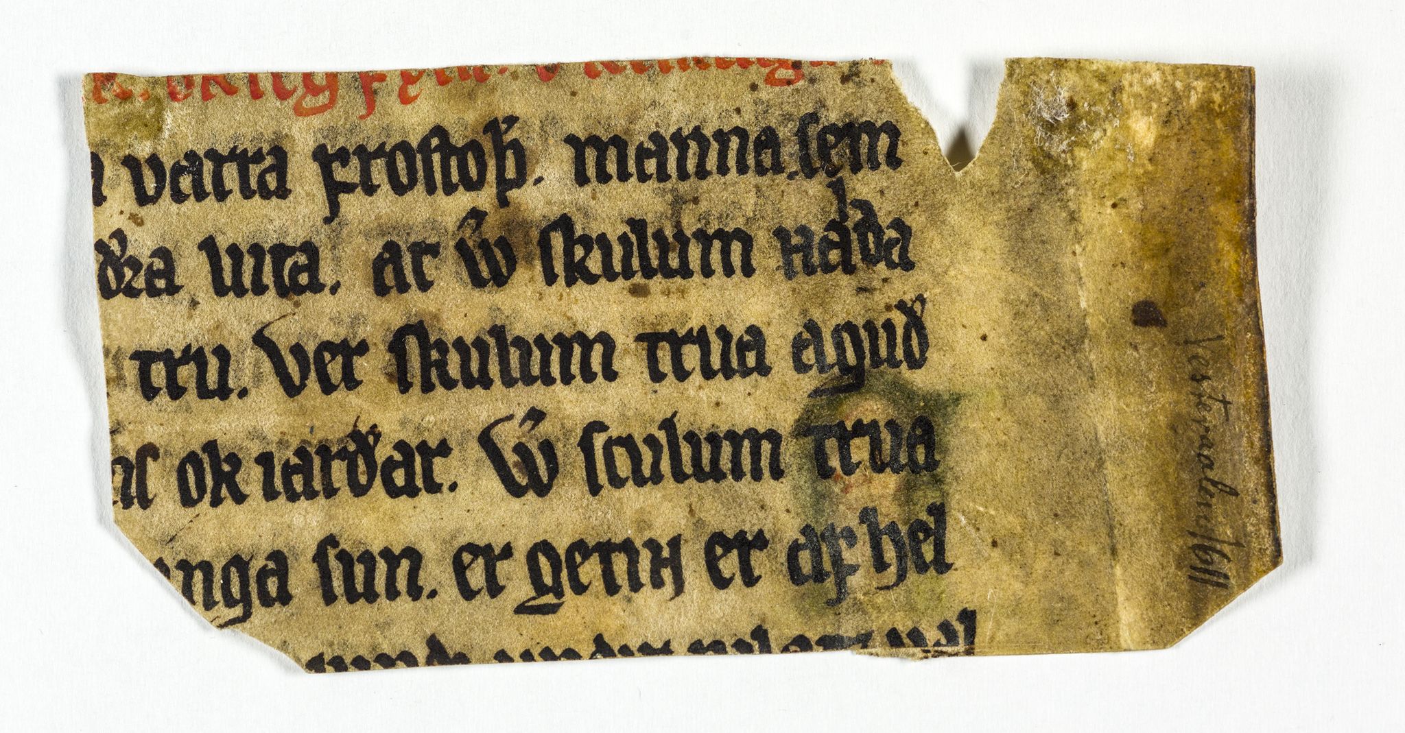 Riksarkivets diplomsamling, AV/RA-EA-5965/F26/L0004: Norrøne membranfragmenter bestand 31-50, 1100-1536, p. 105