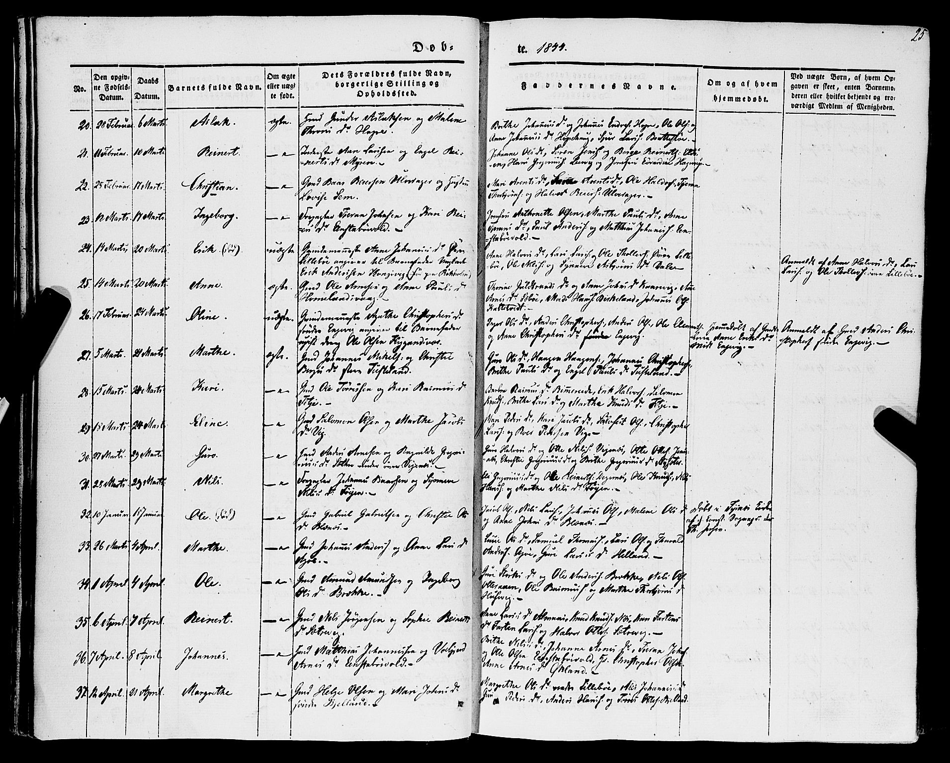 Stord sokneprestembete, AV/SAB-A-78201/H/Haa: Parish register (official) no. A 7, 1841-1861, p. 25