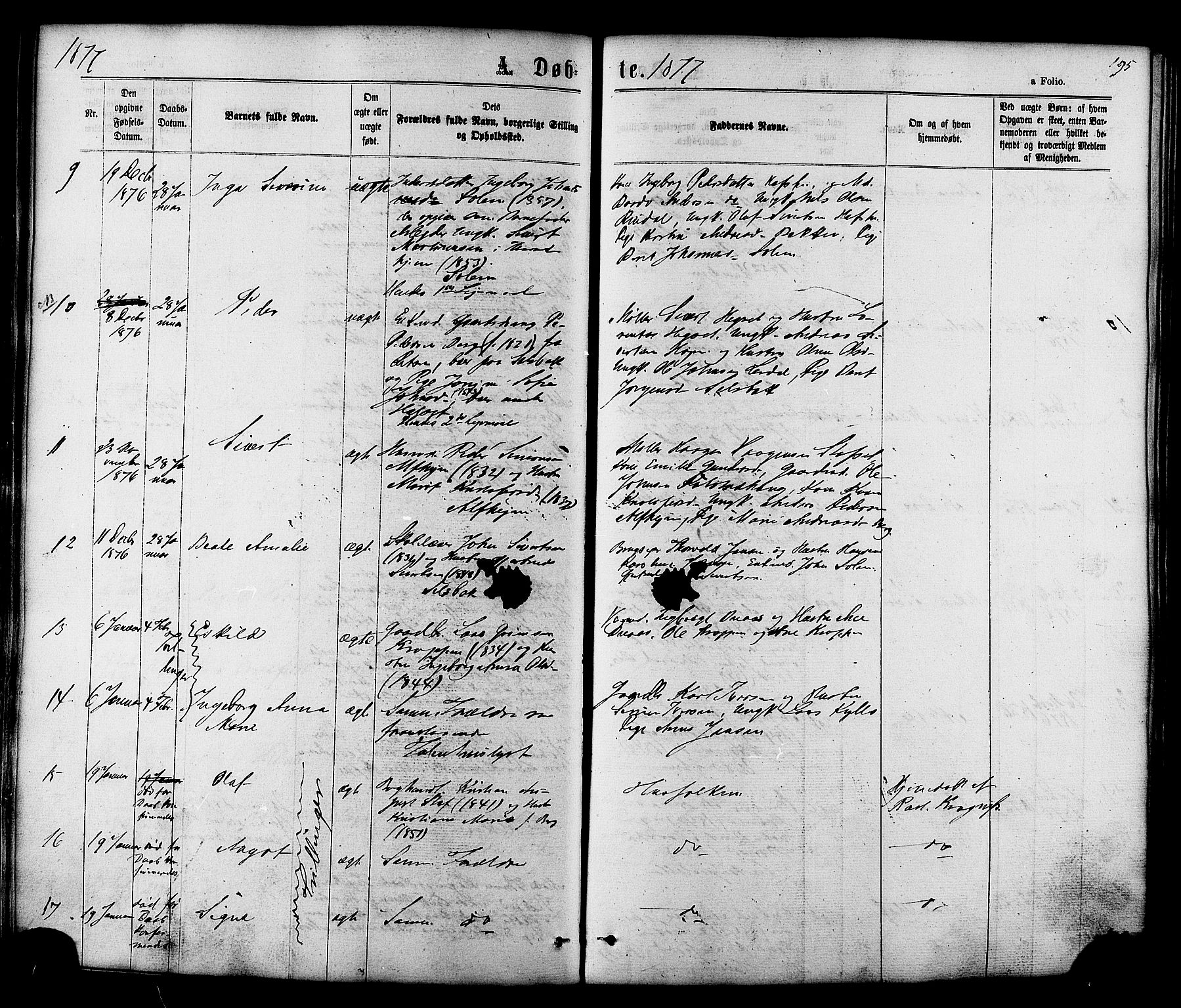 Ministerialprotokoller, klokkerbøker og fødselsregistre - Sør-Trøndelag, AV/SAT-A-1456/606/L0293: Parish register (official) no. 606A08, 1866-1877, p. 195