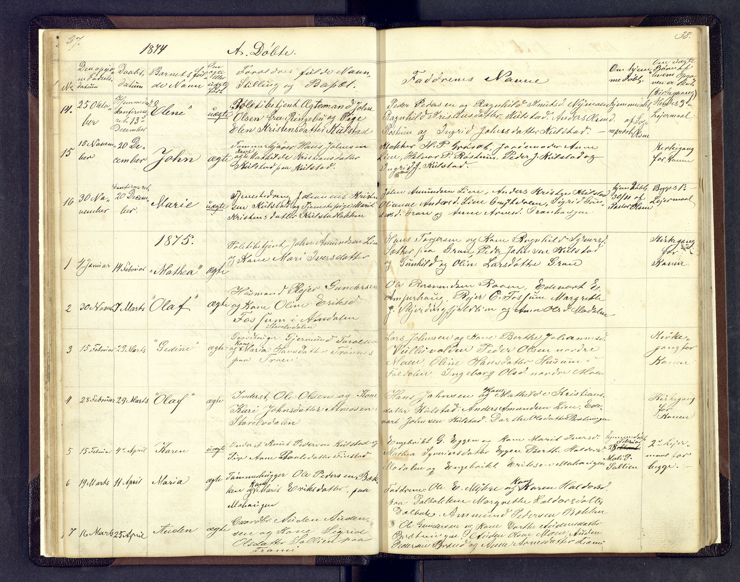 Sollia prestekontor, SAH/PREST-050/H/Ha/Hab/L0001: Parish register (copy) no. 1, 1862-1879, p. 37-38