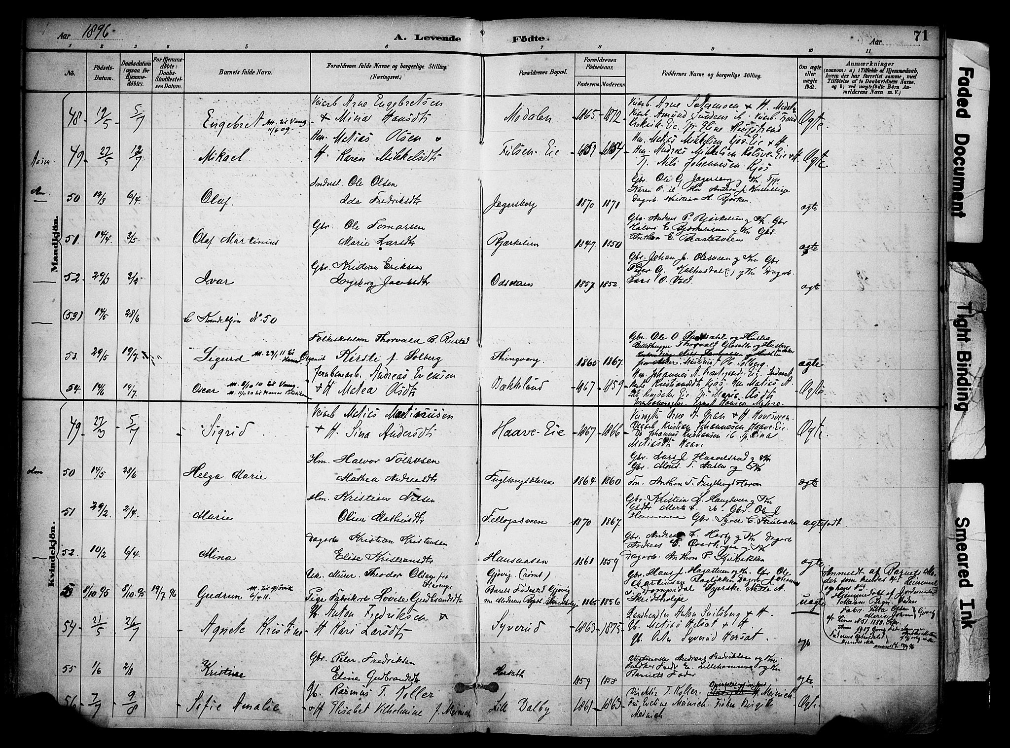 Ringsaker prestekontor, AV/SAH-PREST-014/K/Ka/L0017: Parish register (official) no. 17, 1891-1902, p. 71