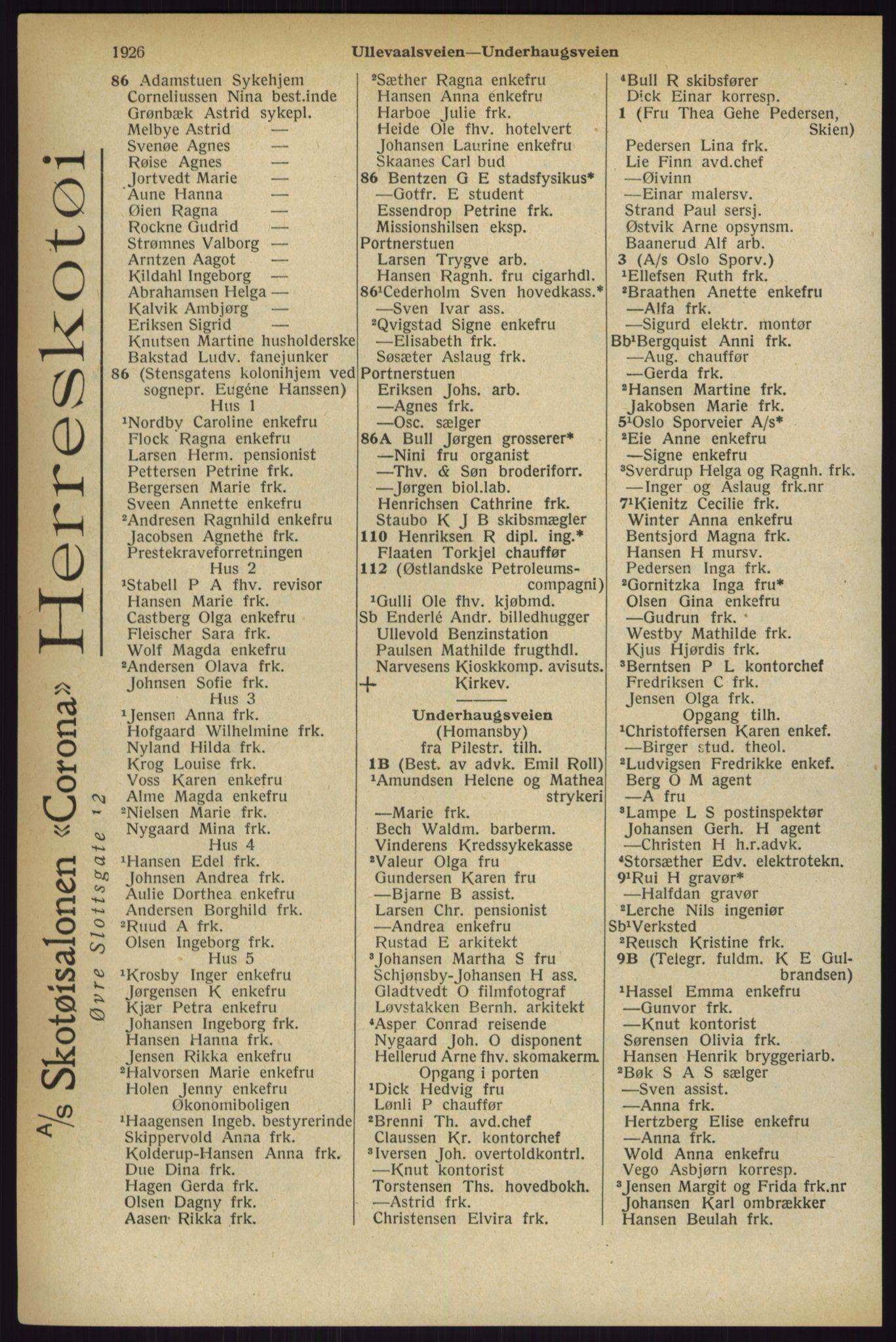 Kristiania/Oslo adressebok, PUBL/-, 1927, p. 1926