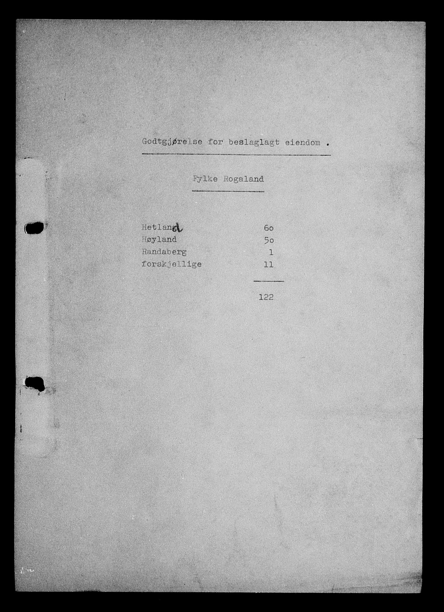 Justisdepartementet, Tilbakeføringskontoret for inndratte formuer, AV/RA-S-1564/I/L1015: Godtgjørelse for beslaglagt eiendom, 1940-1941, p. 431