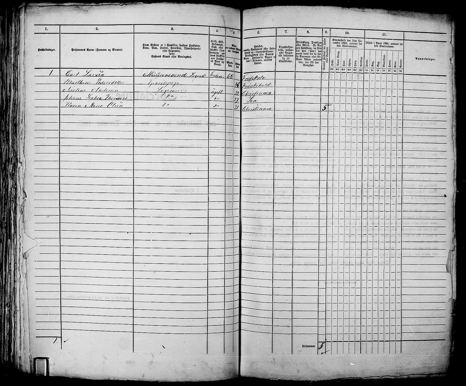 RA, 1865 census for Kristiania, 1865, p. 1303