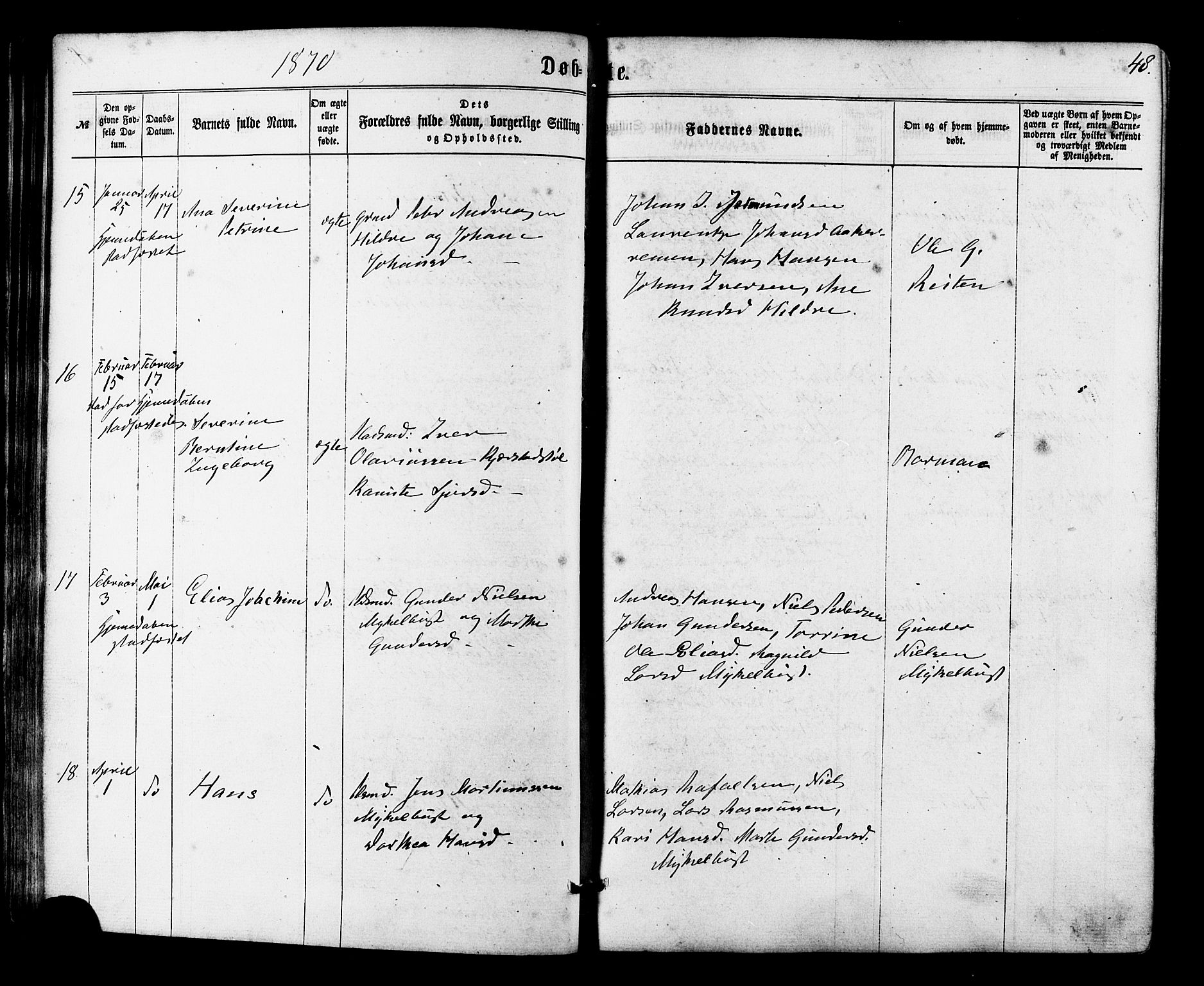 Ministerialprotokoller, klokkerbøker og fødselsregistre - Møre og Romsdal, SAT/A-1454/536/L0498: Parish register (official) no. 536A07, 1862-1875, p. 48
