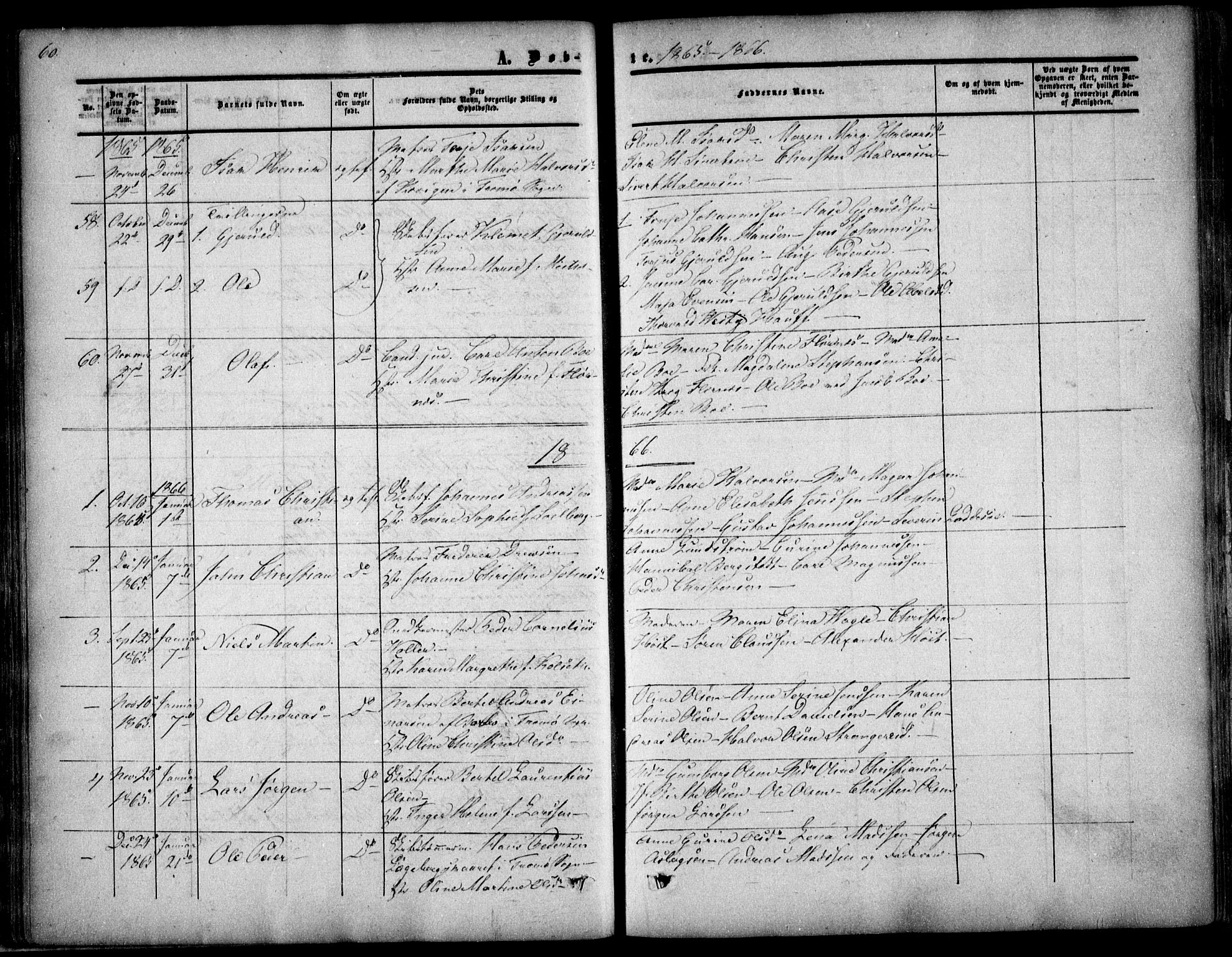 Arendal sokneprestkontor, Trefoldighet, SAK/1111-0040/F/Fa/L0006: Parish register (official) no. A 6, 1855-1868, p. 60