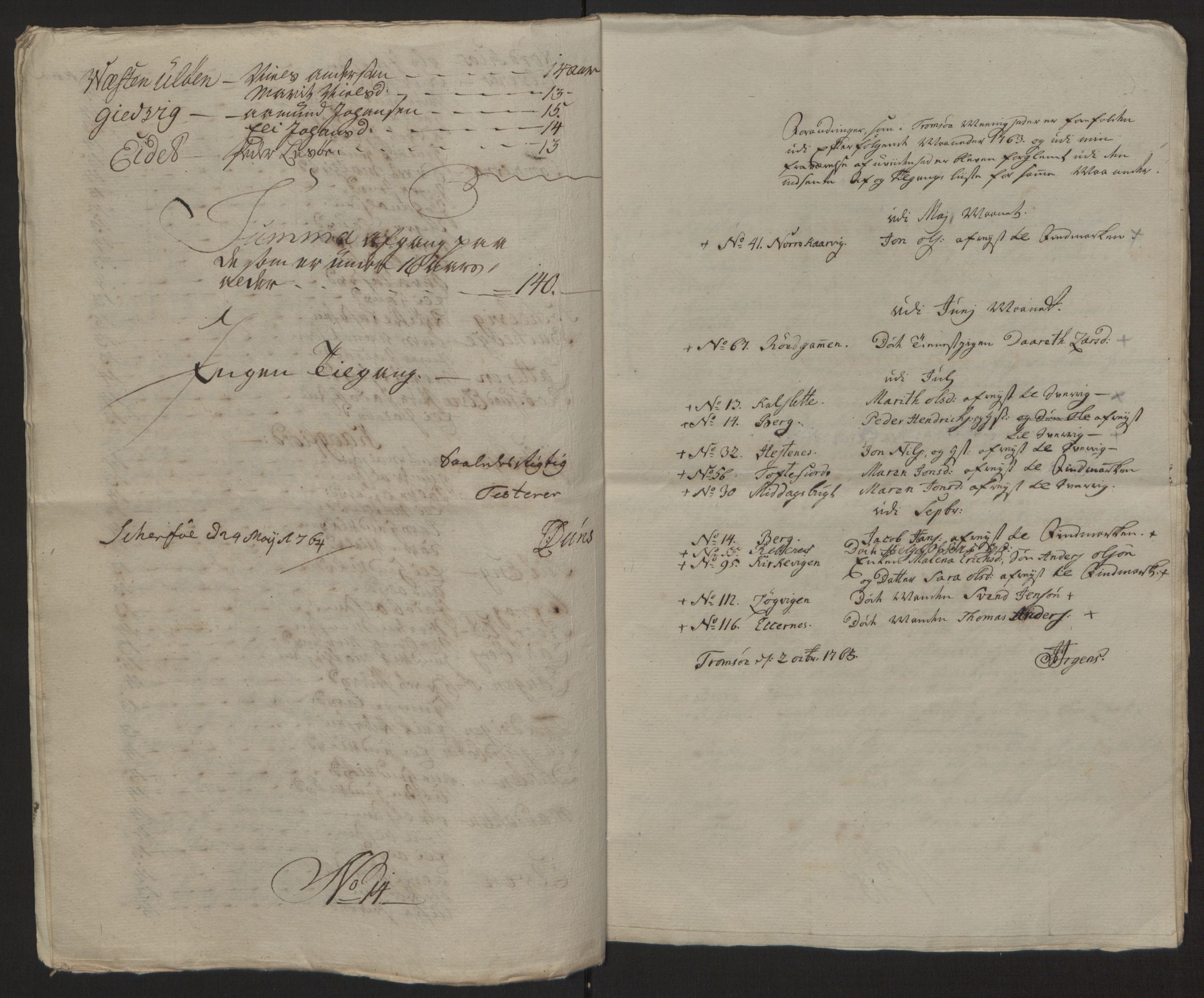Rentekammeret inntil 1814, Reviderte regnskaper, Fogderegnskap, RA/EA-4092/R68/L4845: Ekstraskatten Senja og Troms, 1762-1765, p. 448