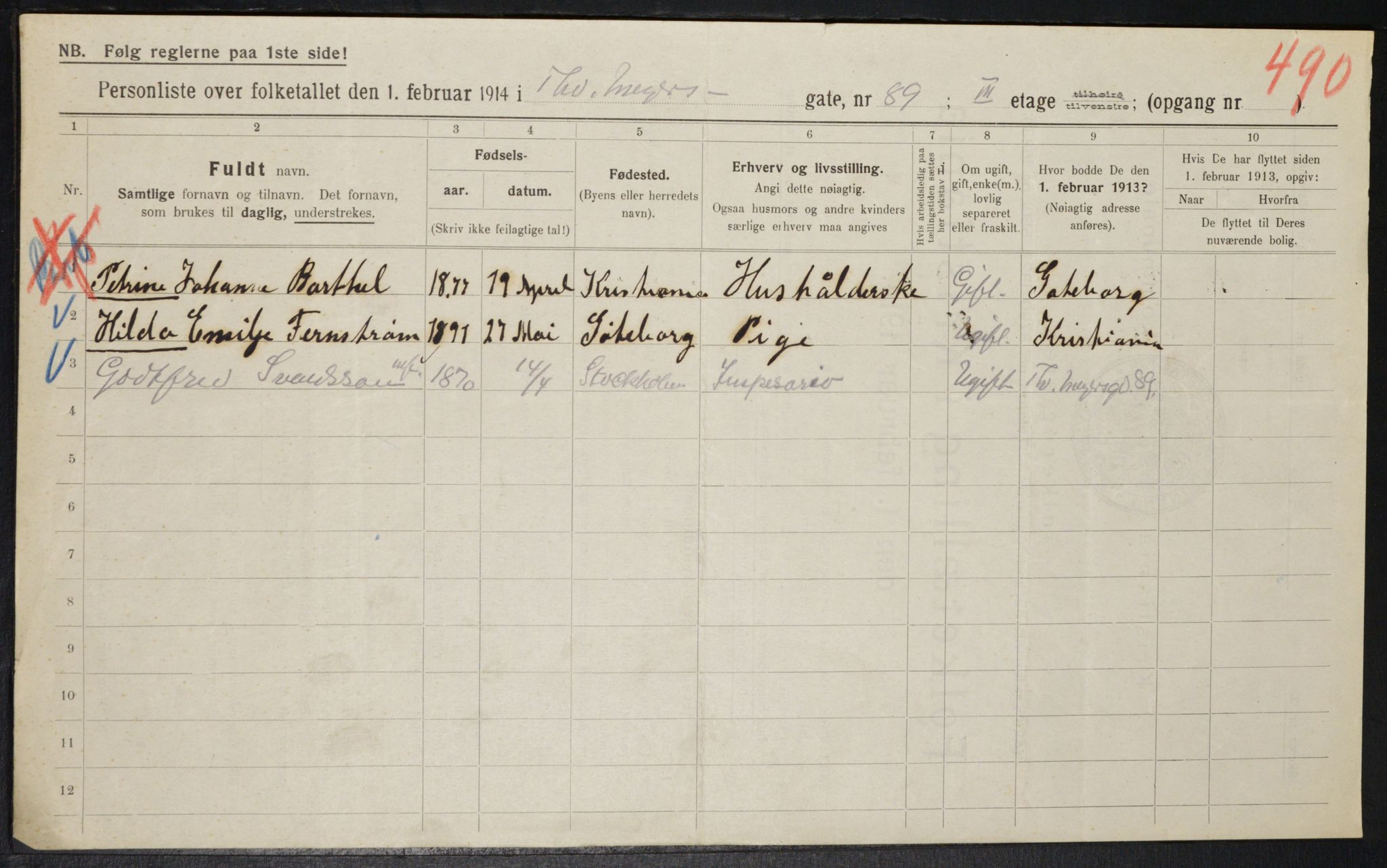 OBA, Municipal Census 1914 for Kristiania, 1914, p. 112230