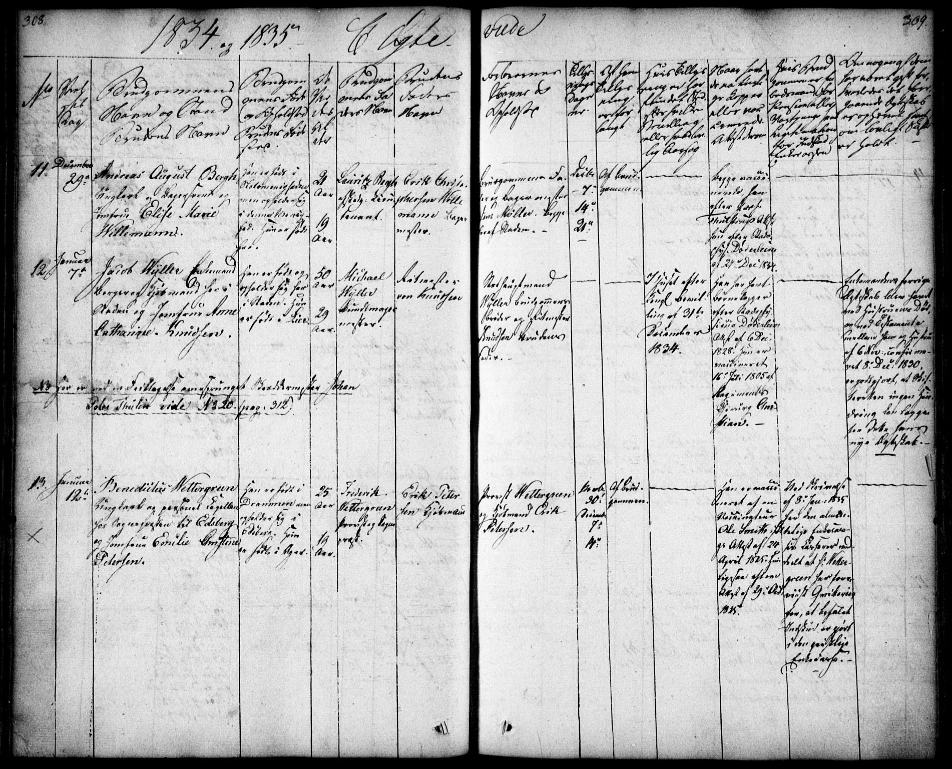 Oslo domkirke Kirkebøker, SAO/A-10752/F/Fa/L0019: Parish register (official) no. 19, 1828-1847, p. 308-309