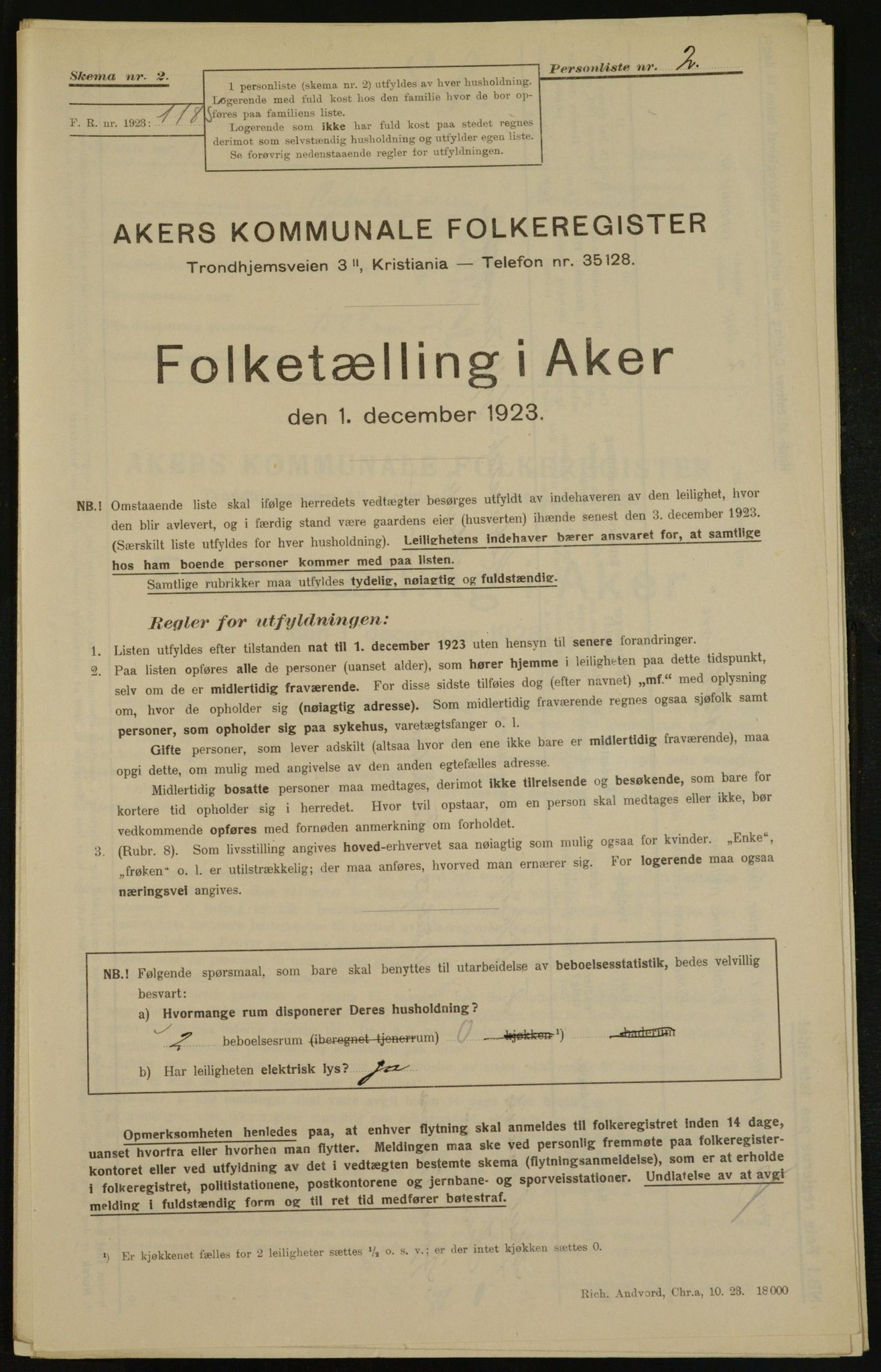 , Municipal Census 1923 for Aker, 1923, p. 29947