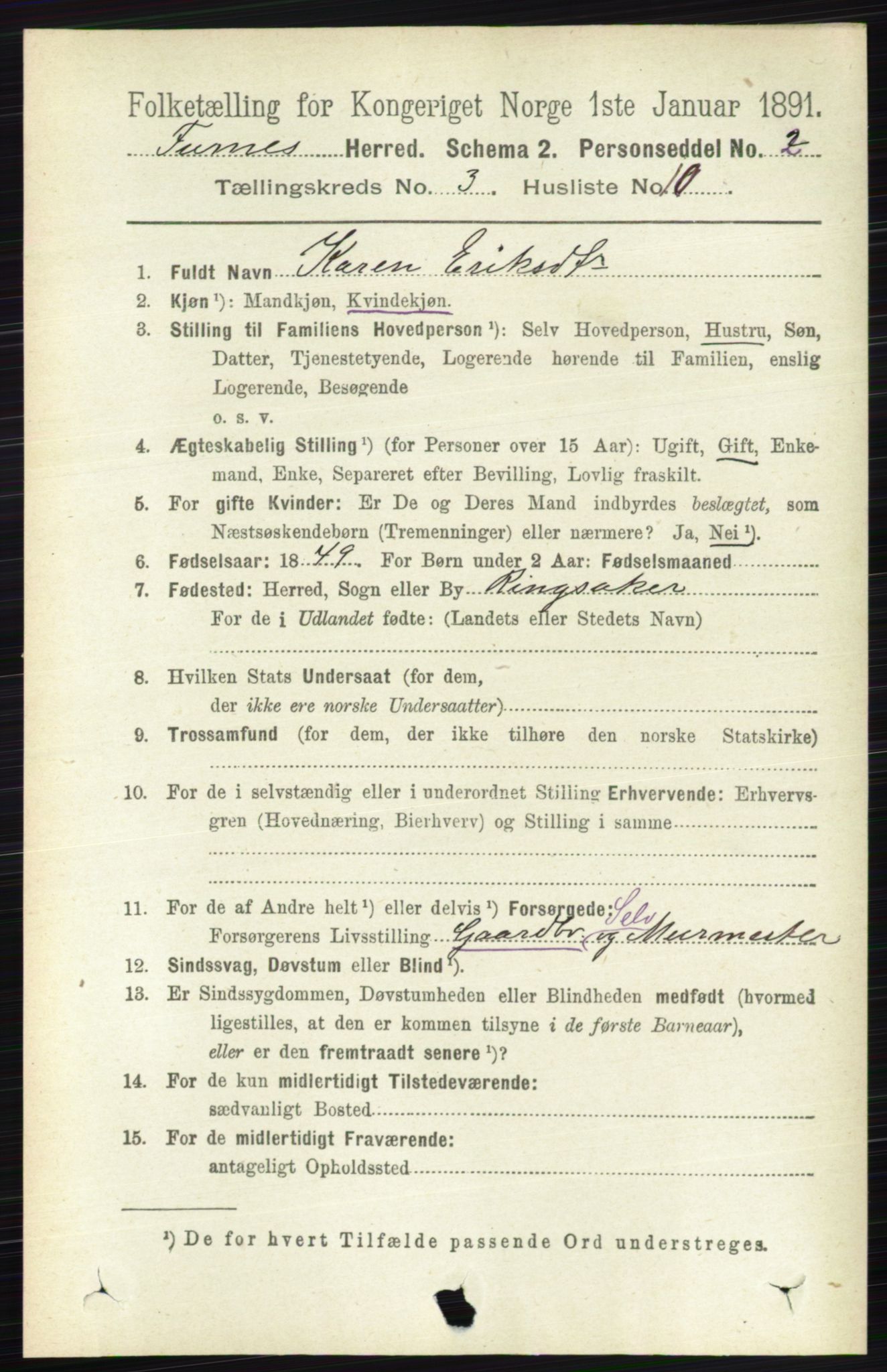 RA, Census 1891 for 0413 Furnes herred, 1891, p. 1683