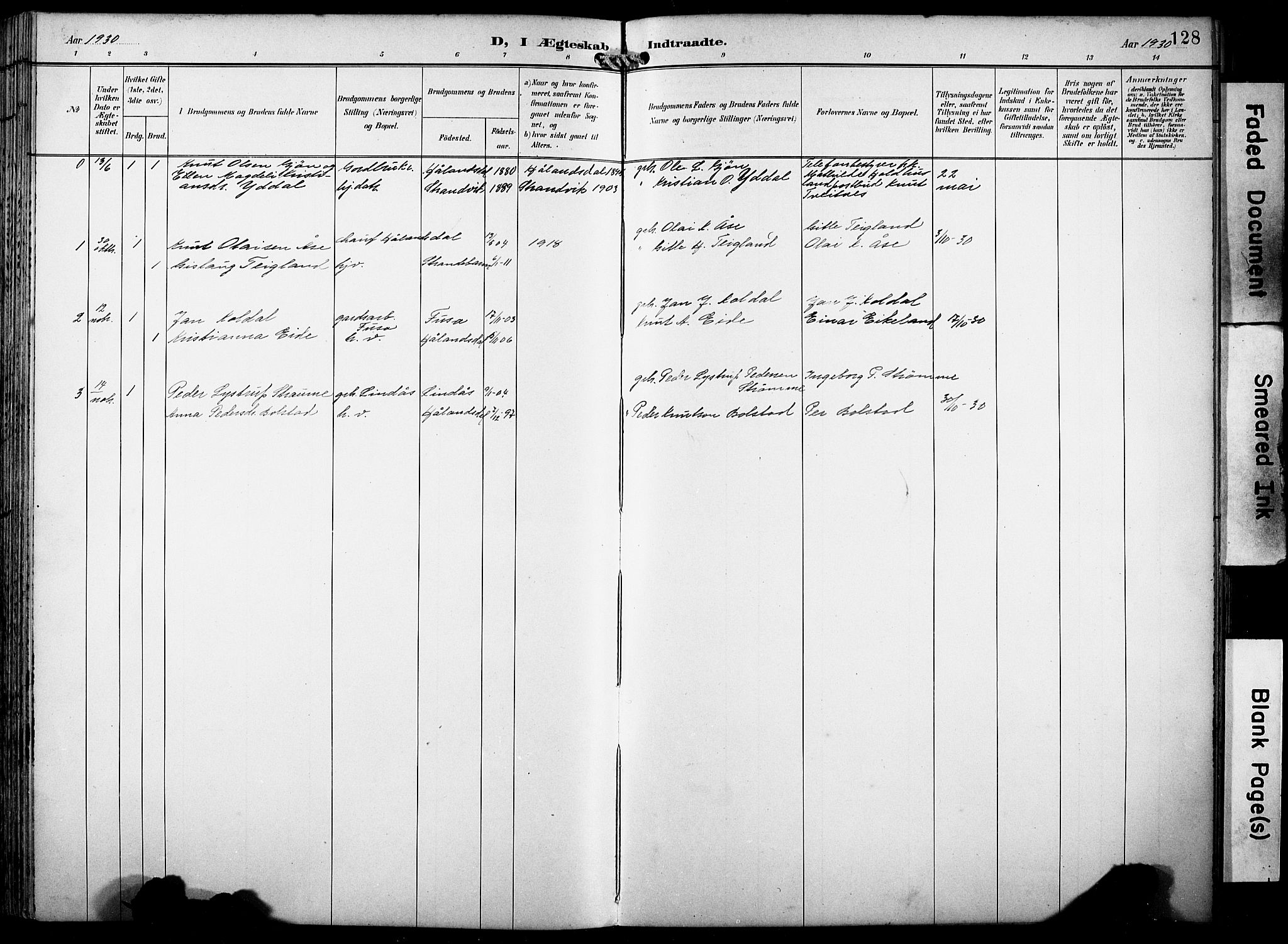 Fusa sokneprestembete, AV/SAB-A-75401/H/Hab: Parish register (copy) no. B 2, 1897-1930, p. 128