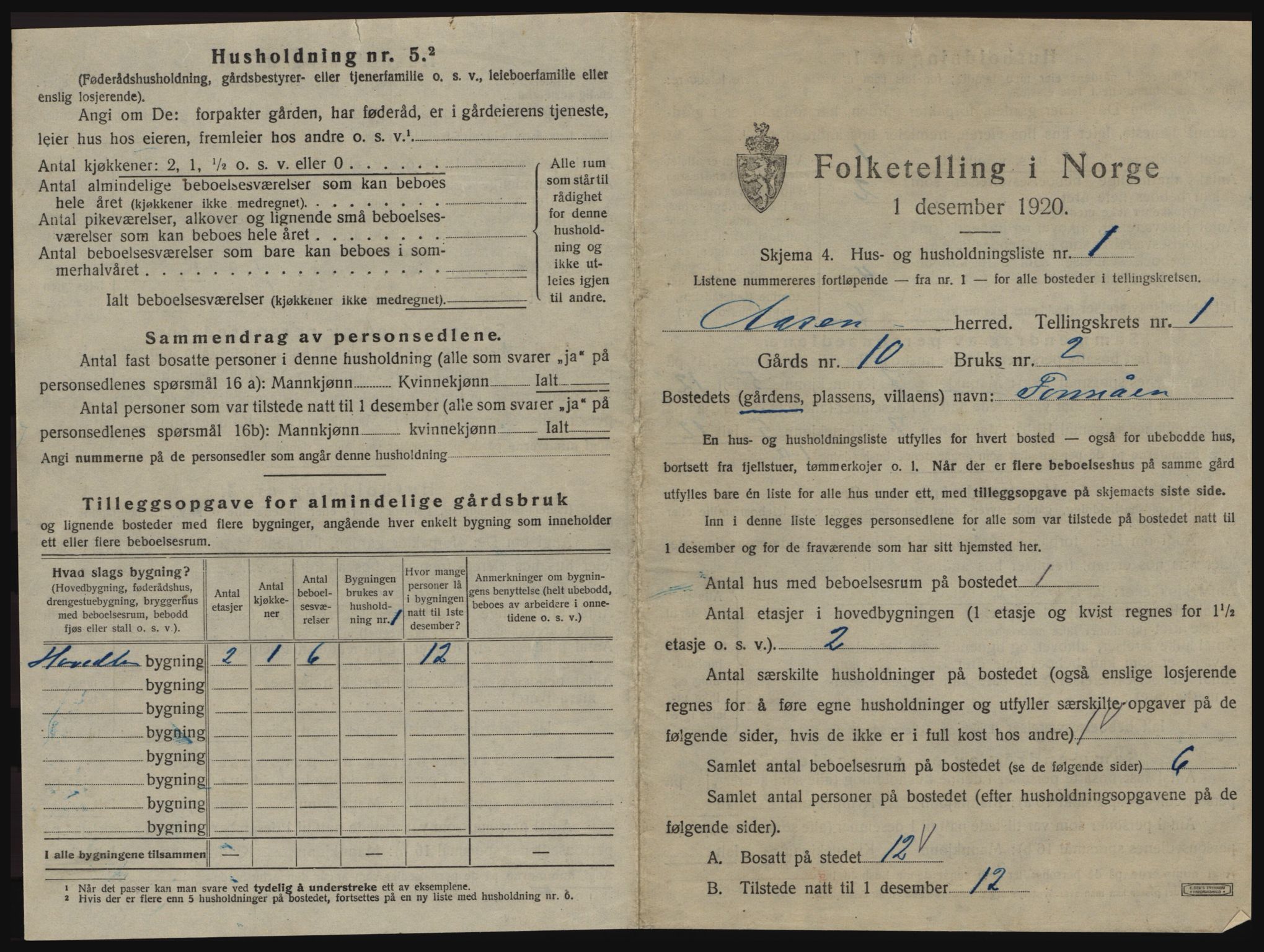 SAT, 1920 census for Åsen, 1920, p. 28