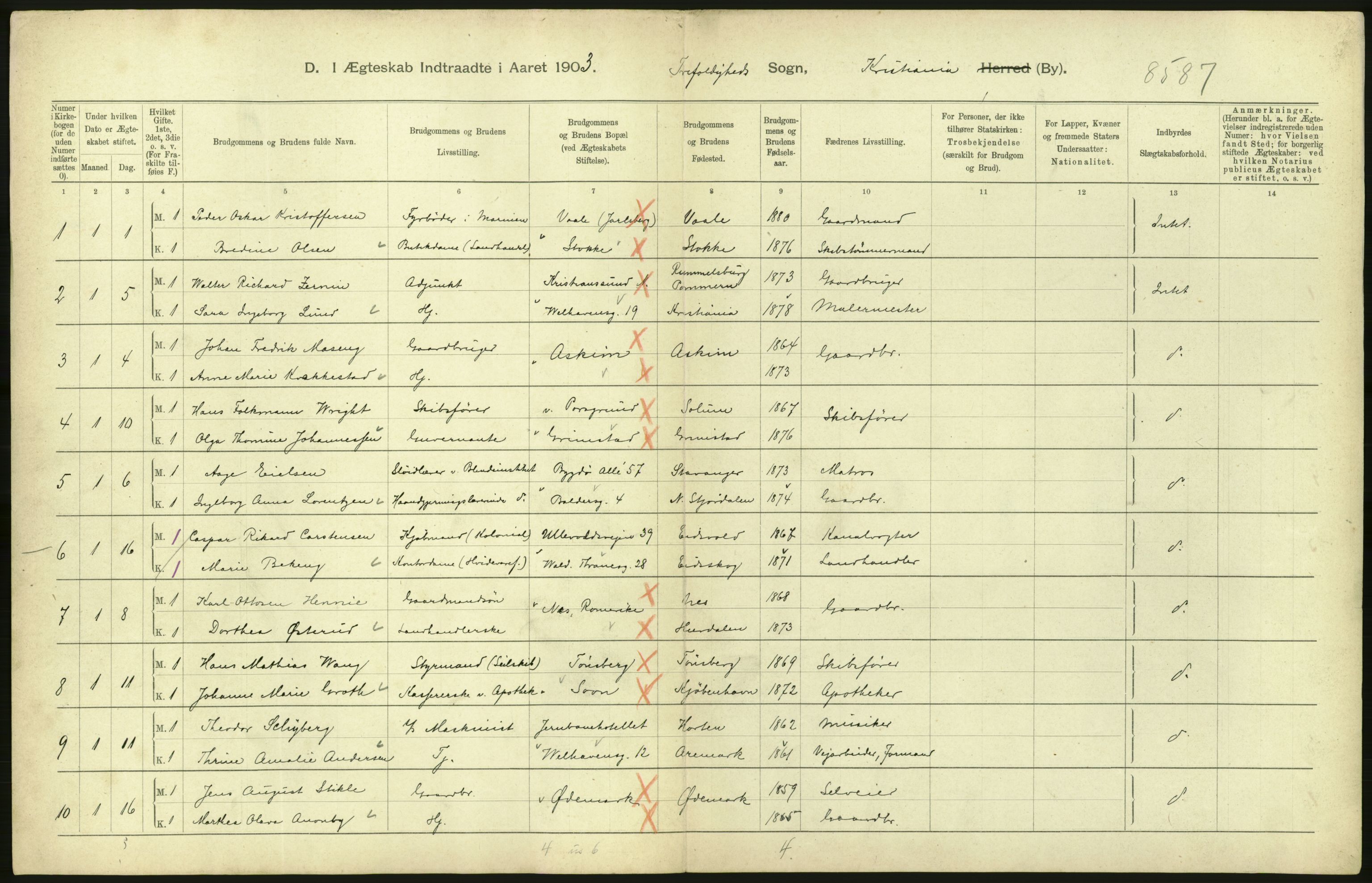 Statistisk sentralbyrå, Sosiodemografiske emner, Befolkning, AV/RA-S-2228/D/Df/Dfa/Dfaa/L0004: Kristiania: Gifte, døde, 1903, p. 612