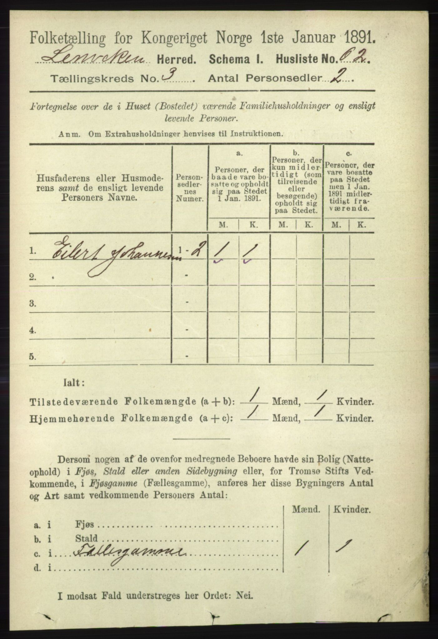 RA, 1891 census for 1931 Lenvik, 1891, p. 1342