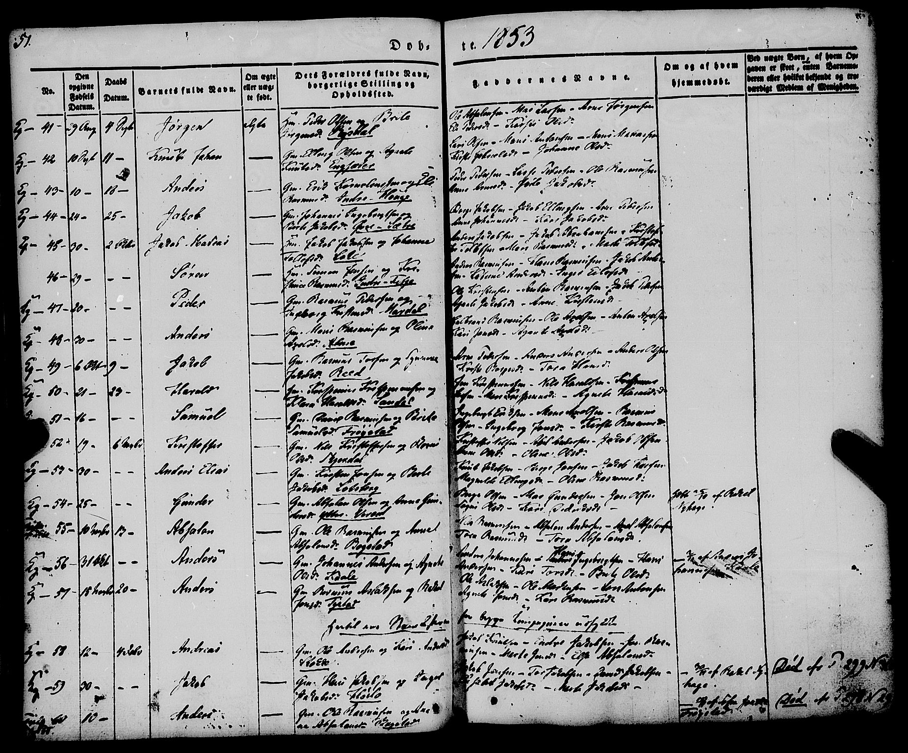 Gloppen sokneprestembete, SAB/A-80101/H/Haa/Haaa/L0008: Parish register (official) no. A 8, 1837-1855, p. 51