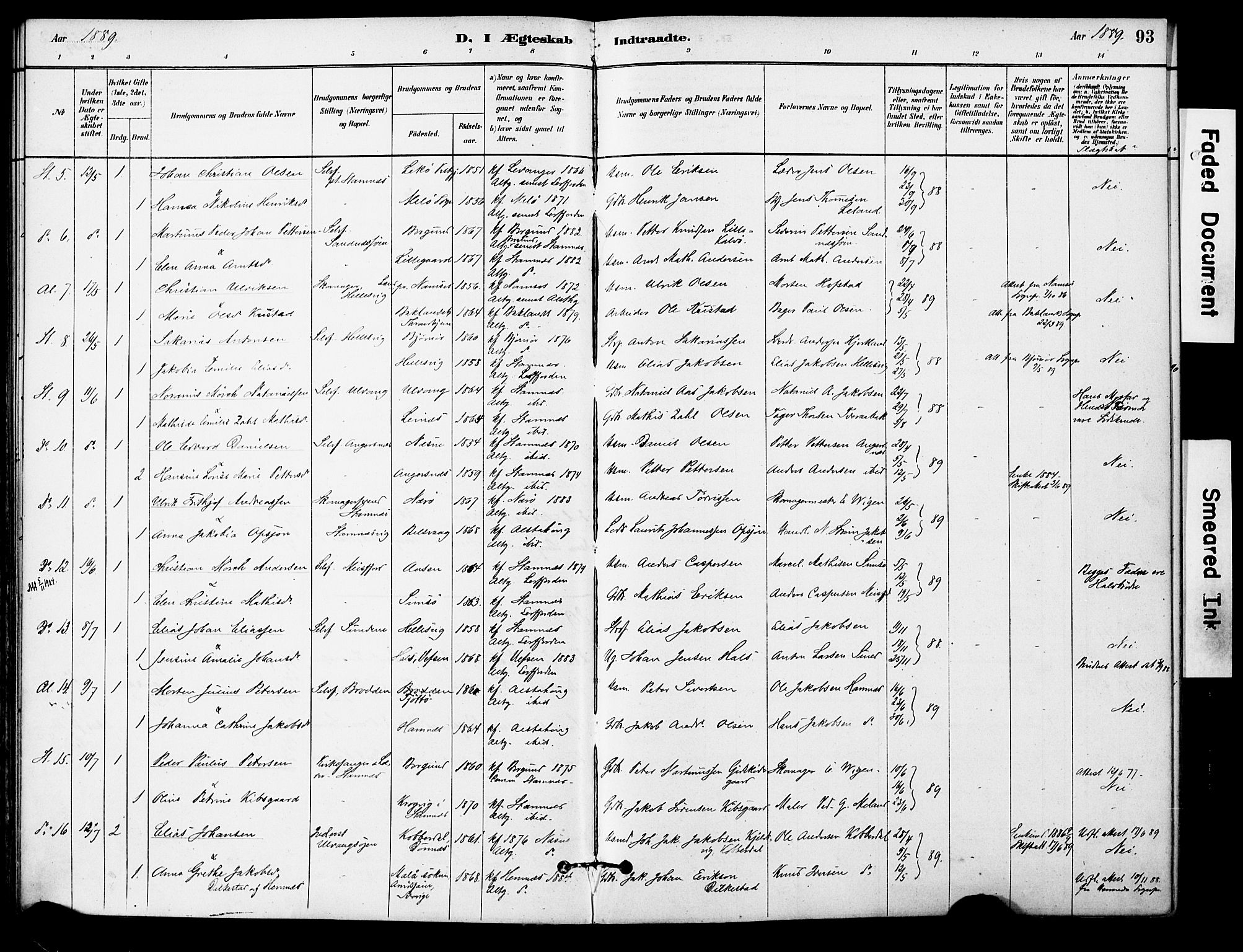 Ministerialprotokoller, klokkerbøker og fødselsregistre - Nordland, AV/SAT-A-1459/830/L0450: Parish register (official) no. 830A14, 1879-1896, p. 93