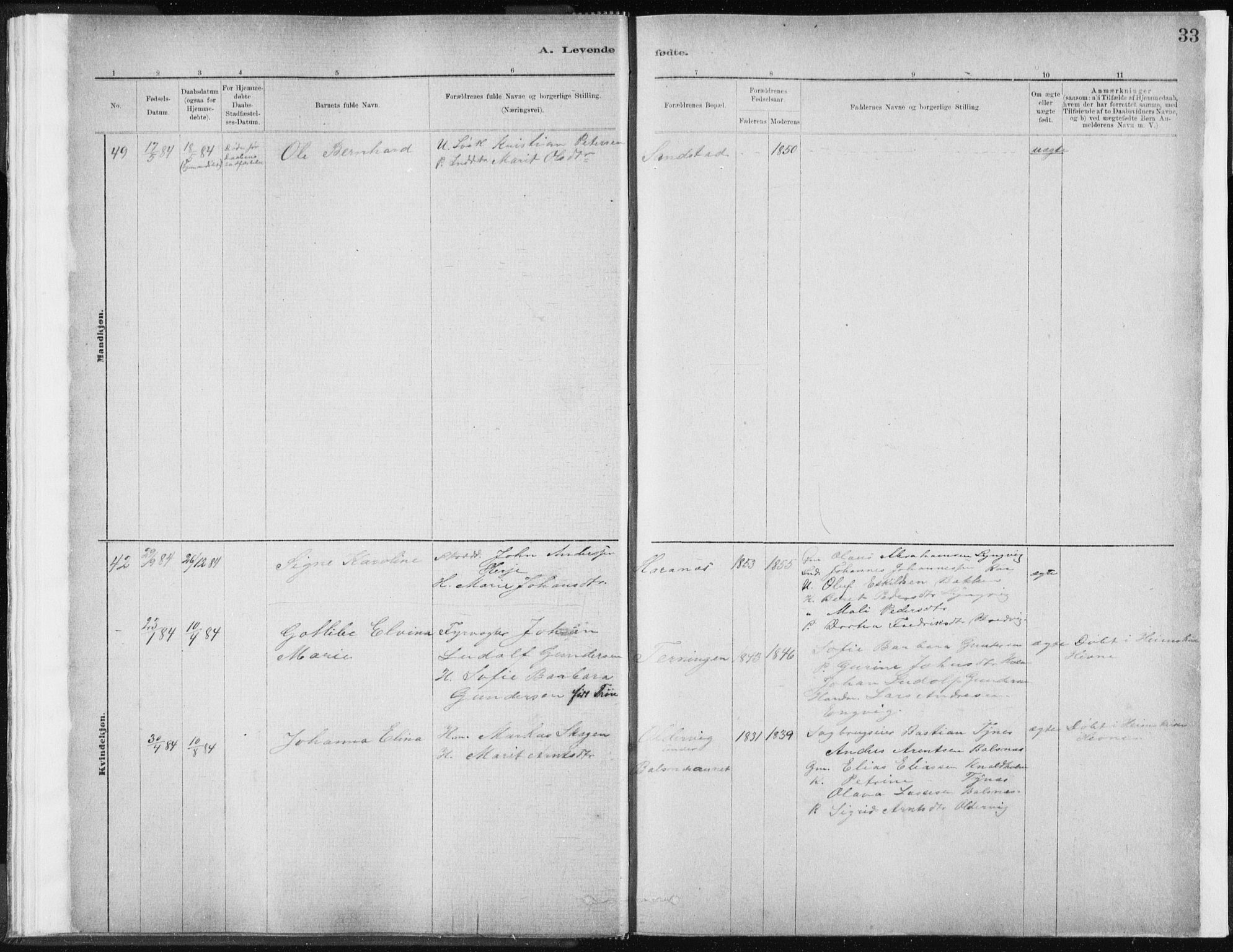 Ministerialprotokoller, klokkerbøker og fødselsregistre - Sør-Trøndelag, AV/SAT-A-1456/637/L0558: Parish register (official) no. 637A01, 1882-1899, p. 33