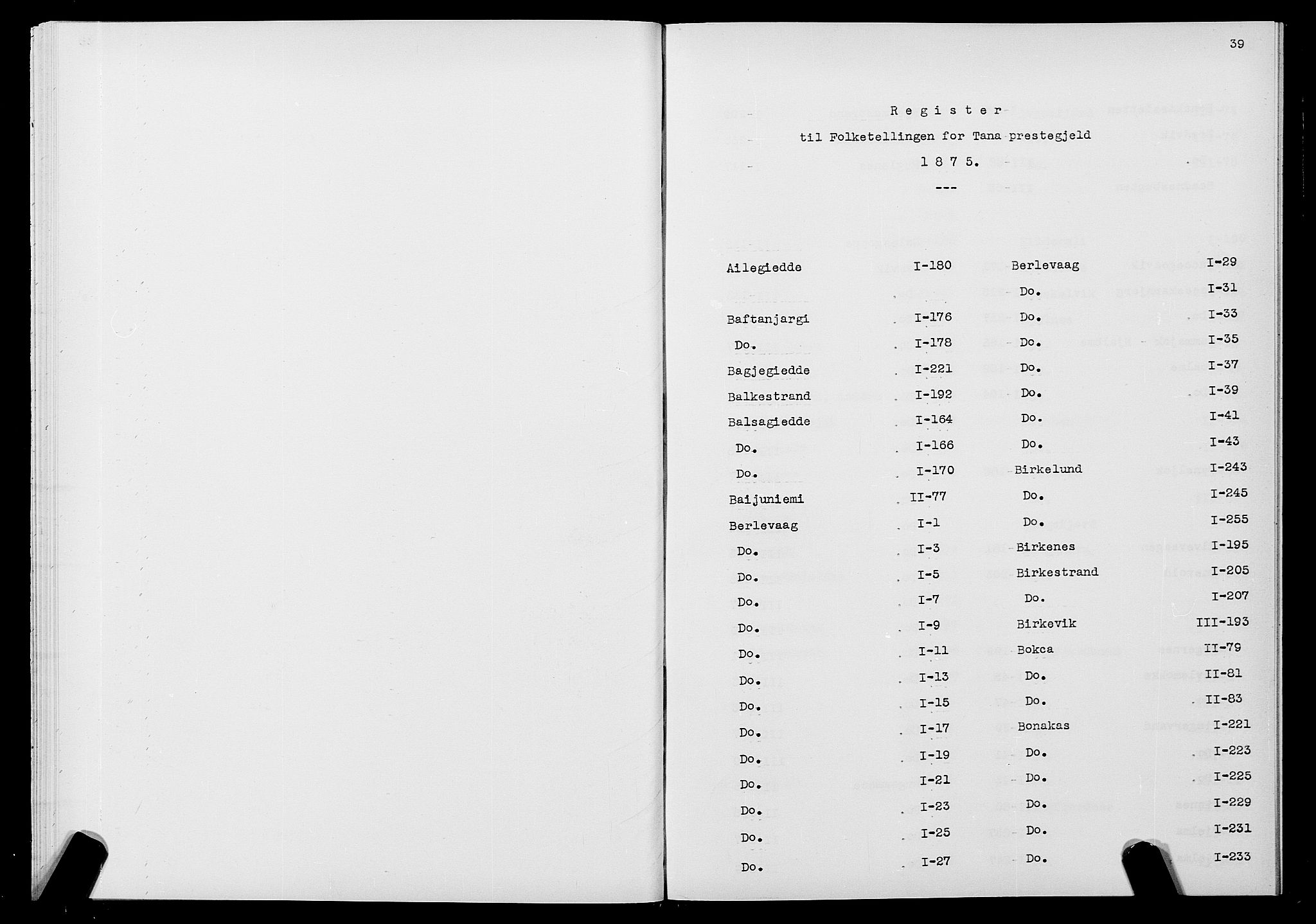 SATØ, 1875 census for 2025P Tana, 1875, p. 39