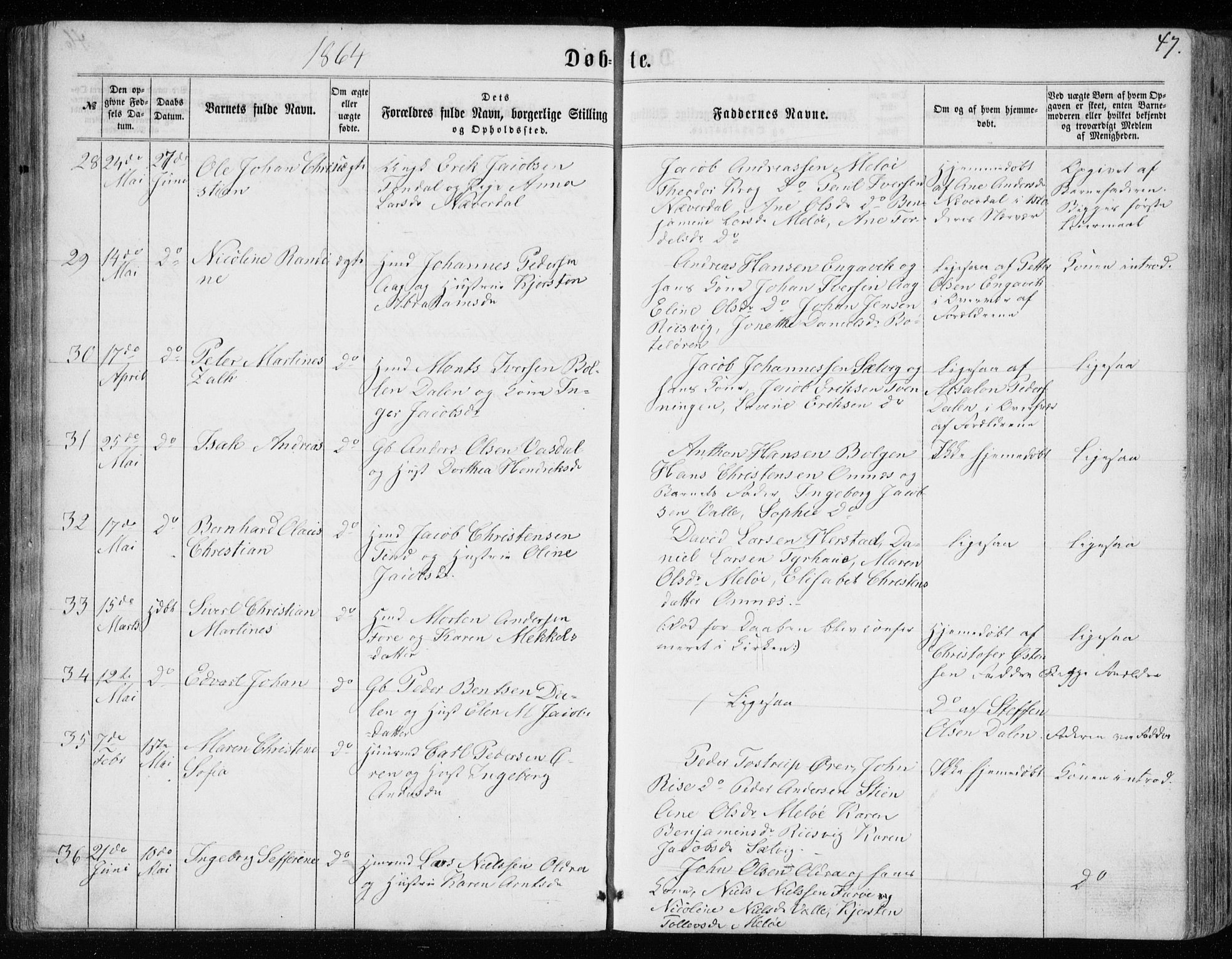 Ministerialprotokoller, klokkerbøker og fødselsregistre - Nordland, AV/SAT-A-1459/843/L0634: Parish register (copy) no. 843C03, 1860-1884, p. 47