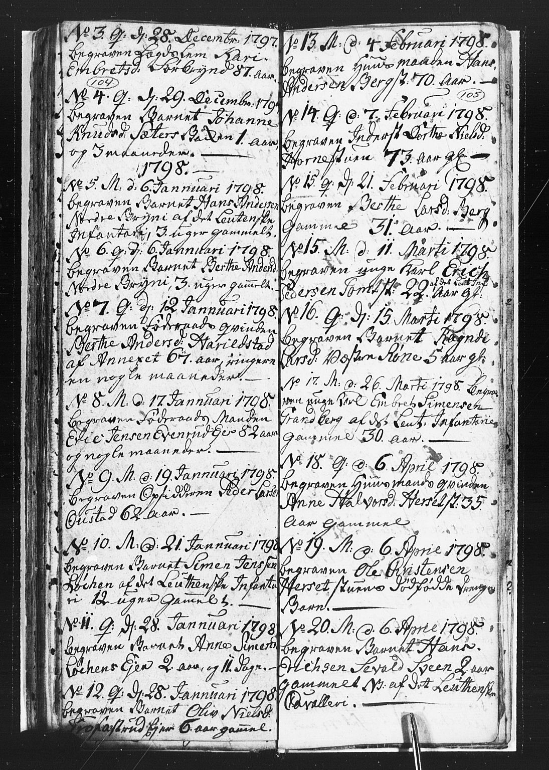 Romedal prestekontor, AV/SAH-PREST-004/L/L0002: Parish register (copy) no. 2, 1795-1800, p. 104-105