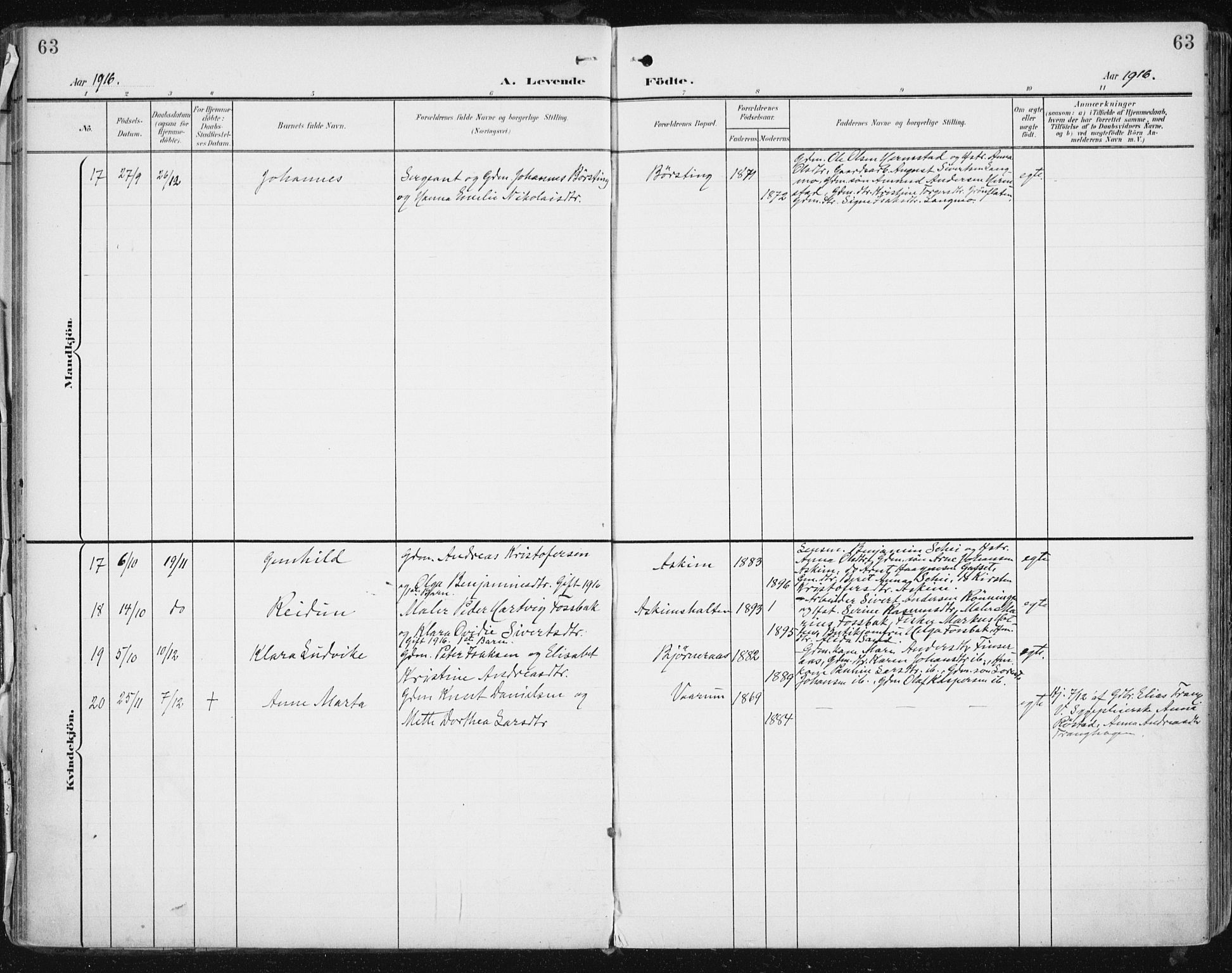 Ministerialprotokoller, klokkerbøker og fødselsregistre - Sør-Trøndelag, SAT/A-1456/646/L0616: Parish register (official) no. 646A14, 1900-1918, p. 63